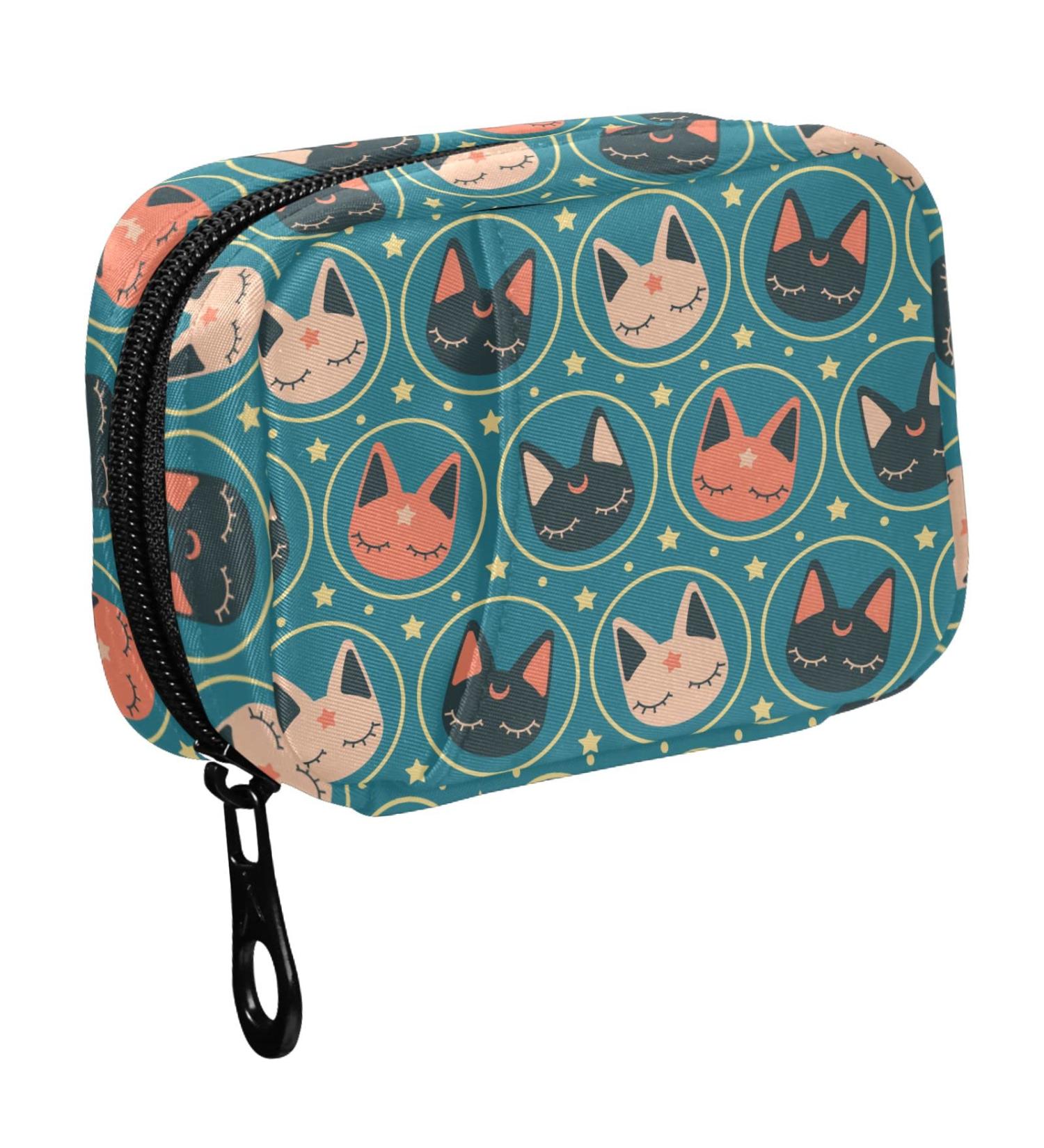 Fustylead Kawaii Space Cats Pill Organizer - Portable Travel Case for Vitamins & Supplements - Cute Medicine Zipper Bag - Buy Online on GoSupps.com