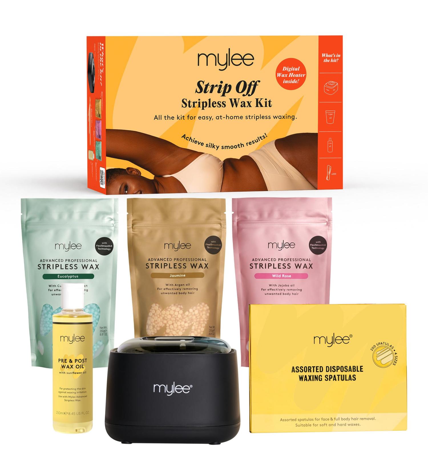 Mylee Strip Off Wax Kit | Professional Hair Removal Set with Digital Warmer & Wax Pearls | Salon Quality Waxing for Face Body & Bikini - Buy Online on GoSupps.com