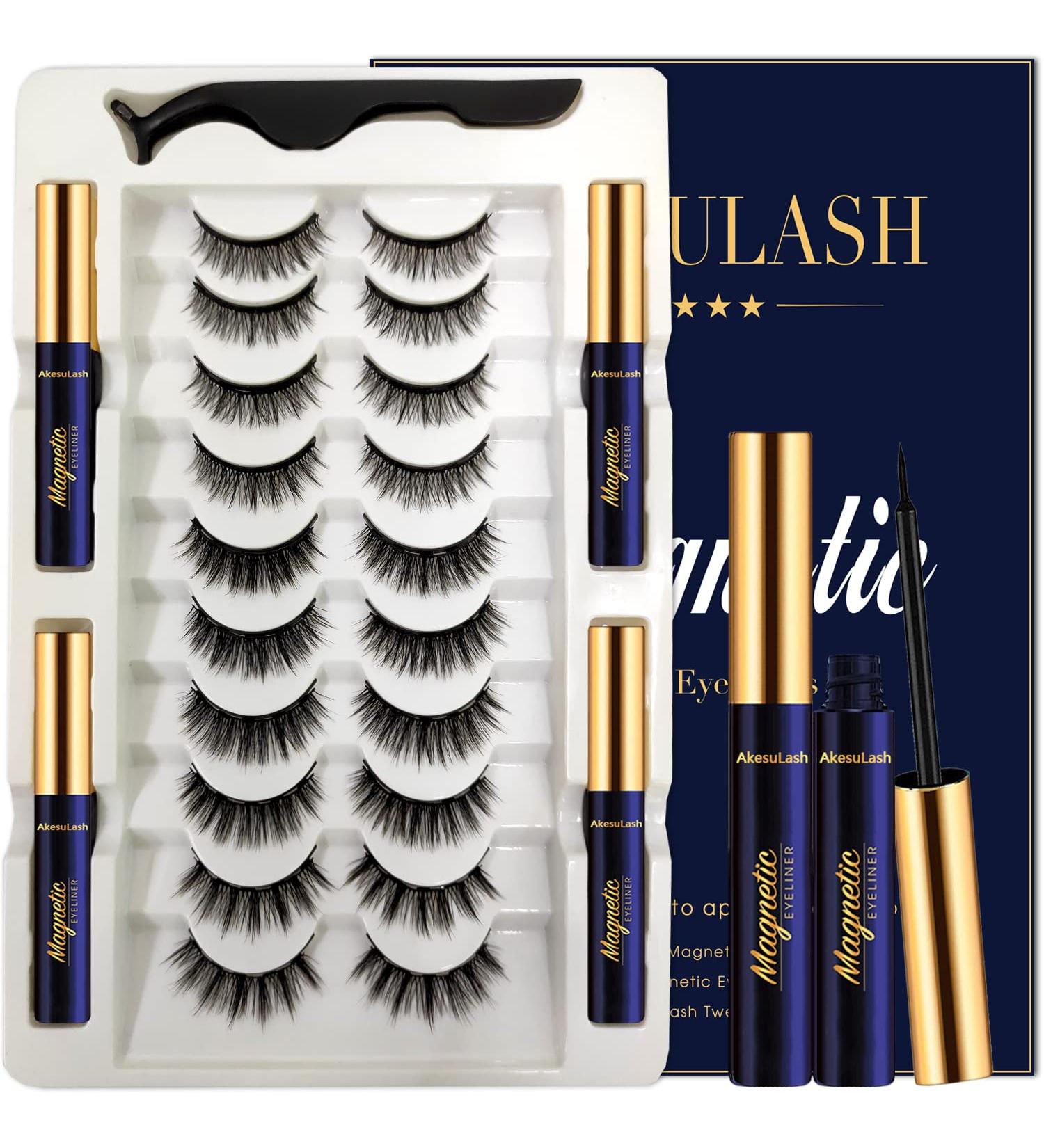 Magnetic Eyelashes Kit - 10 Pairs Natural Look Lashes with Magnetic Eyeliner & Applicator | Easy to Apply International Shipping - Buy Online on GoSupps.com