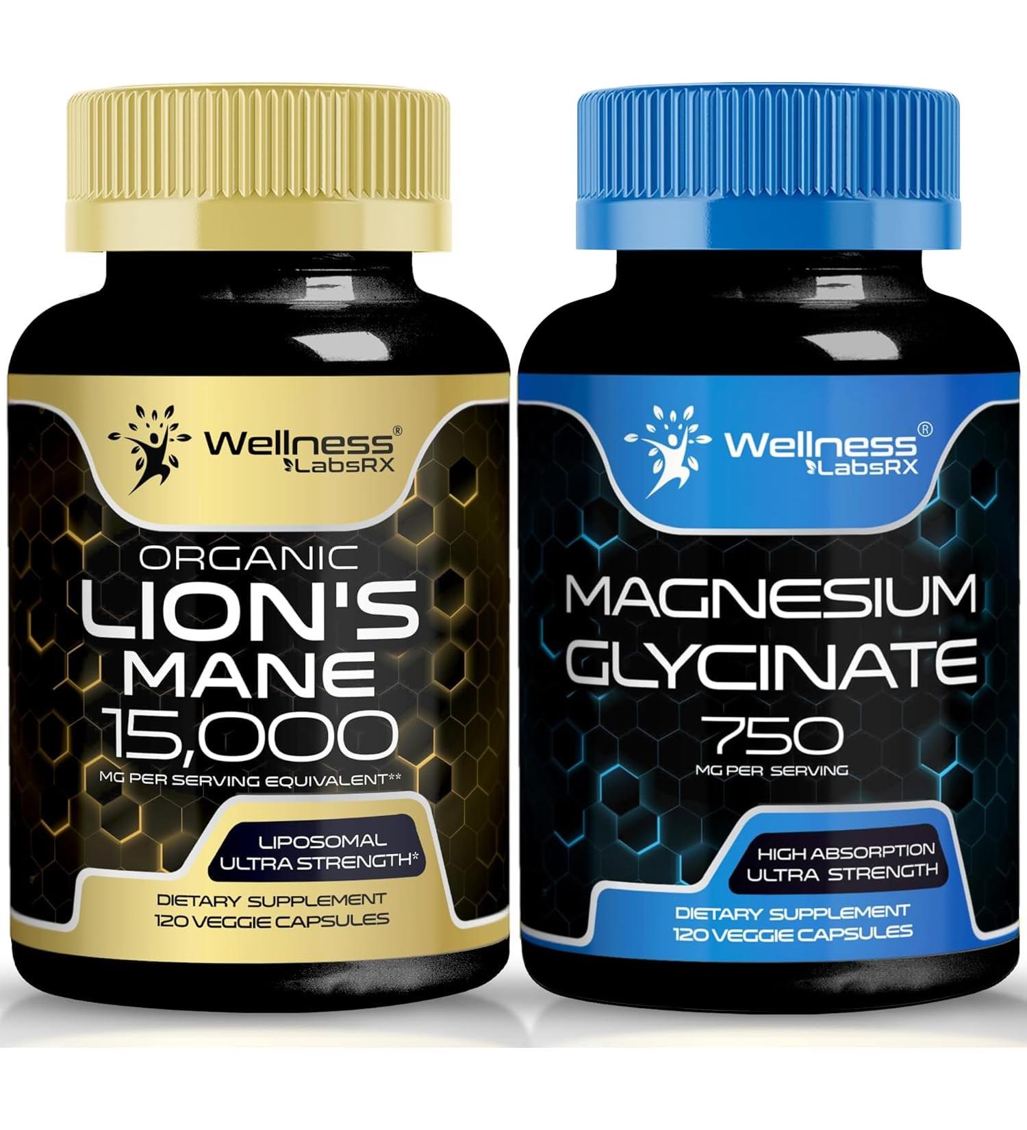 WELLNESS LABSRX Magnesium Glycinate Capsules Lions Mane Capsules