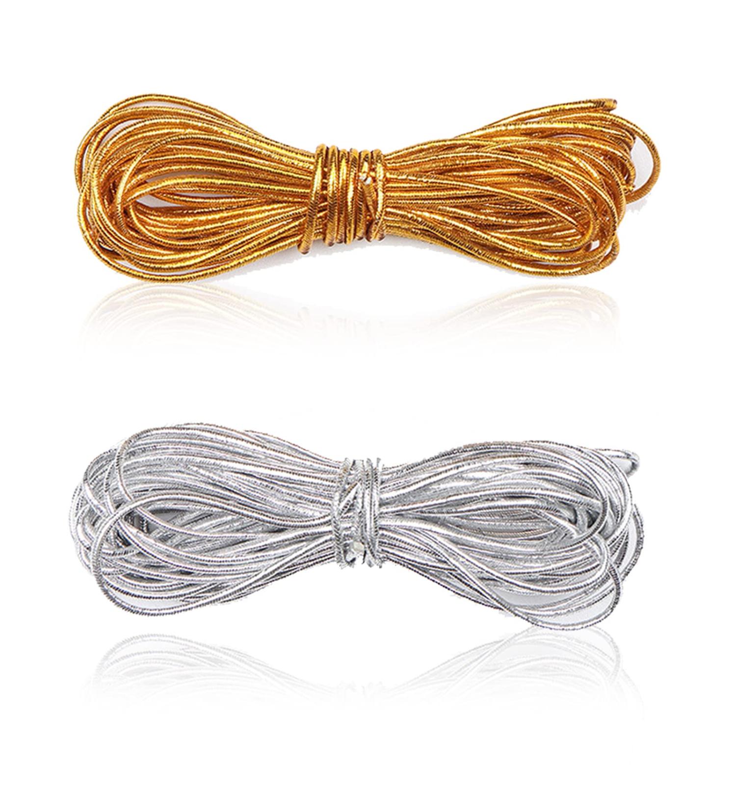 5M Metallic Elastic Cords Hair Strings for Braids - Gold/Silver Tinsel Stretch Ribbon for Dreadlocks & Braiding - Twist Braiding Rope for Jewelry & Gift Wrapping - Buy Online on GoSupps.com
