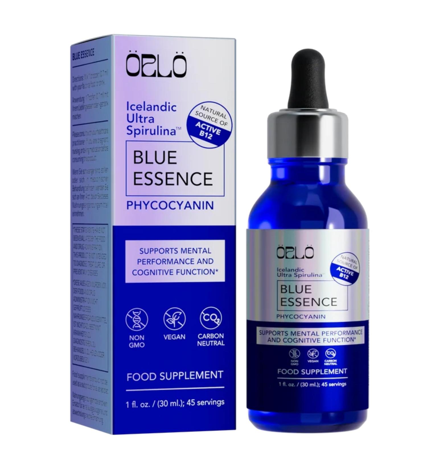 Orlo Blue Essence - Liquid Blue Spirulina with Phycocyanin Extract & Bioactive Methylcobalamin B12 Vitamin - Methylene Alternative - Natural Vegan Superfood - Clean Bioavailable Formula 50 ml - Buy Online on GoSupps.com