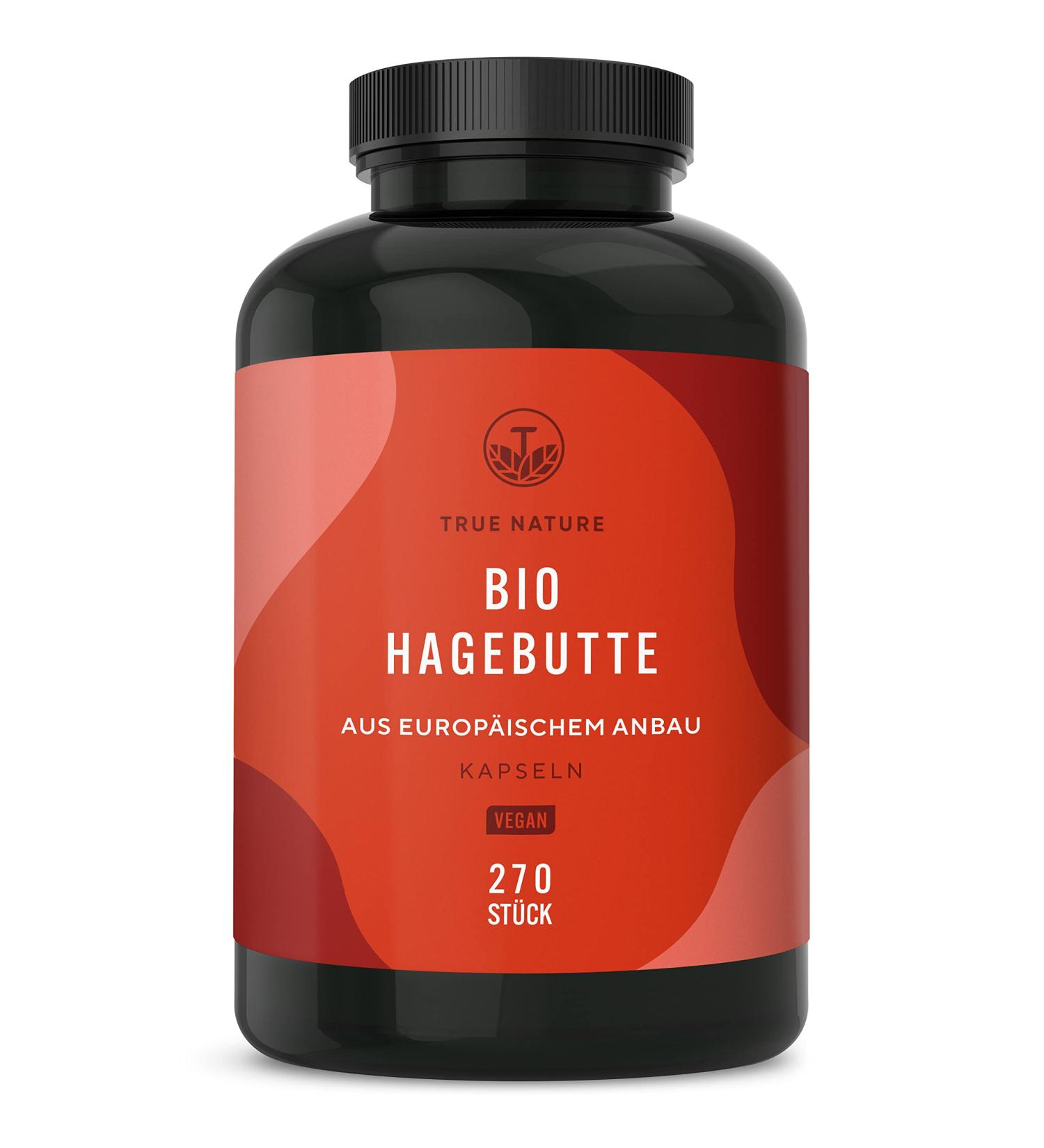 Organic Rose Hip Capsules 270 - High Dose Vegan EU Cultivated Pure & Fiber-Rich | True Nature - Laboratory Tested - Buy Online on GoSupps.com