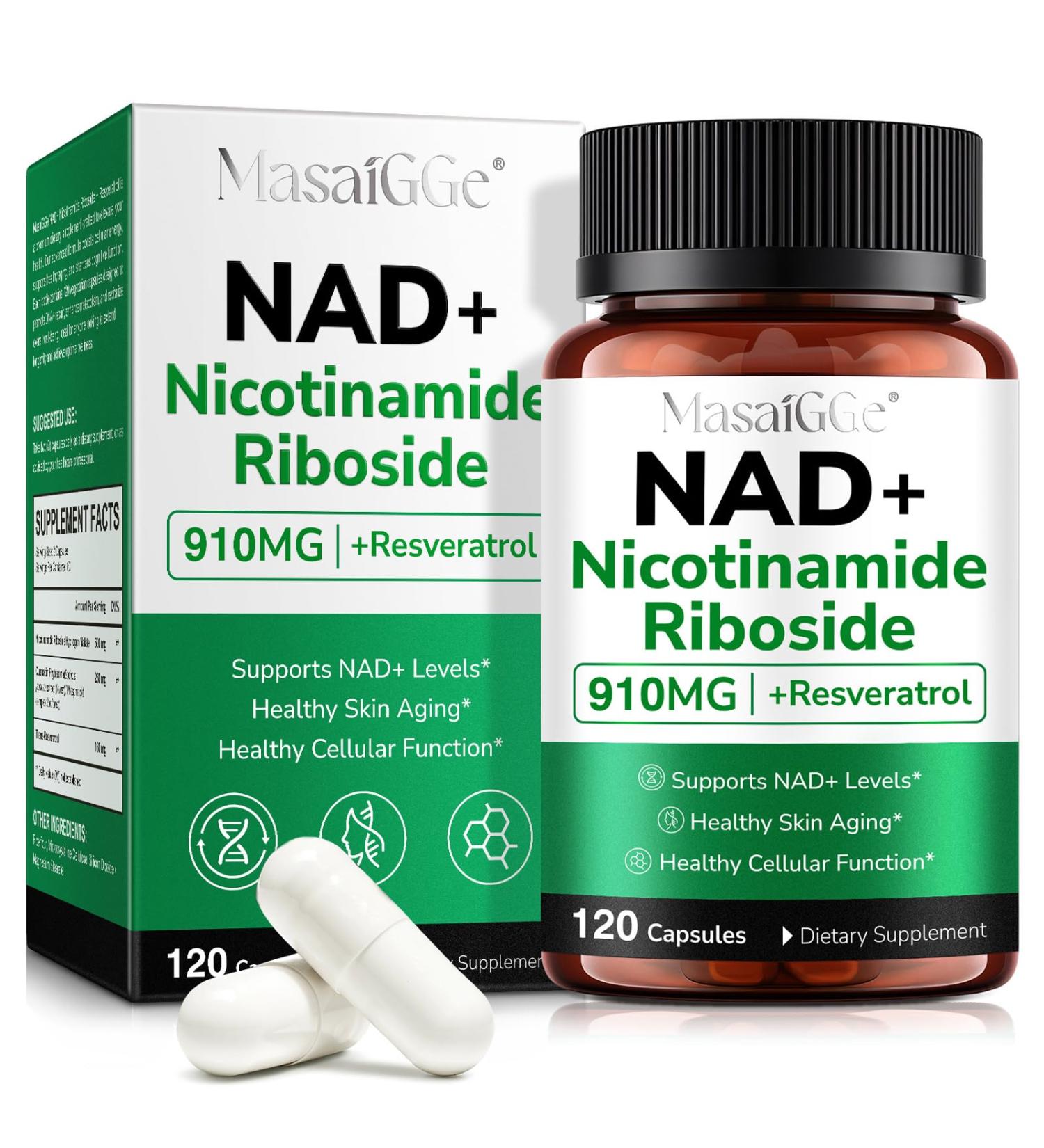 FLWJLKB NAD Supplement, NAD Nicotinamide Riboside with Premium Nicotinamide Riboside & Resveratrol, NMNH Supplement Alternative, Health Supplements for Anti-Aging, Energy, Focus - 60 Days Supply - Buy Online on GoSupps.com