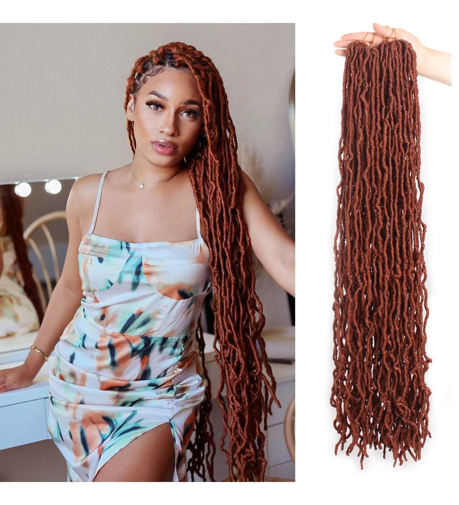 ZRQ 6 Packs 30-Inch Faux Locs Crochet Braids - Ginger Soft Locs Extensions | Copper Red Curly Wavy Hair - Buy Online on GoSupps.com