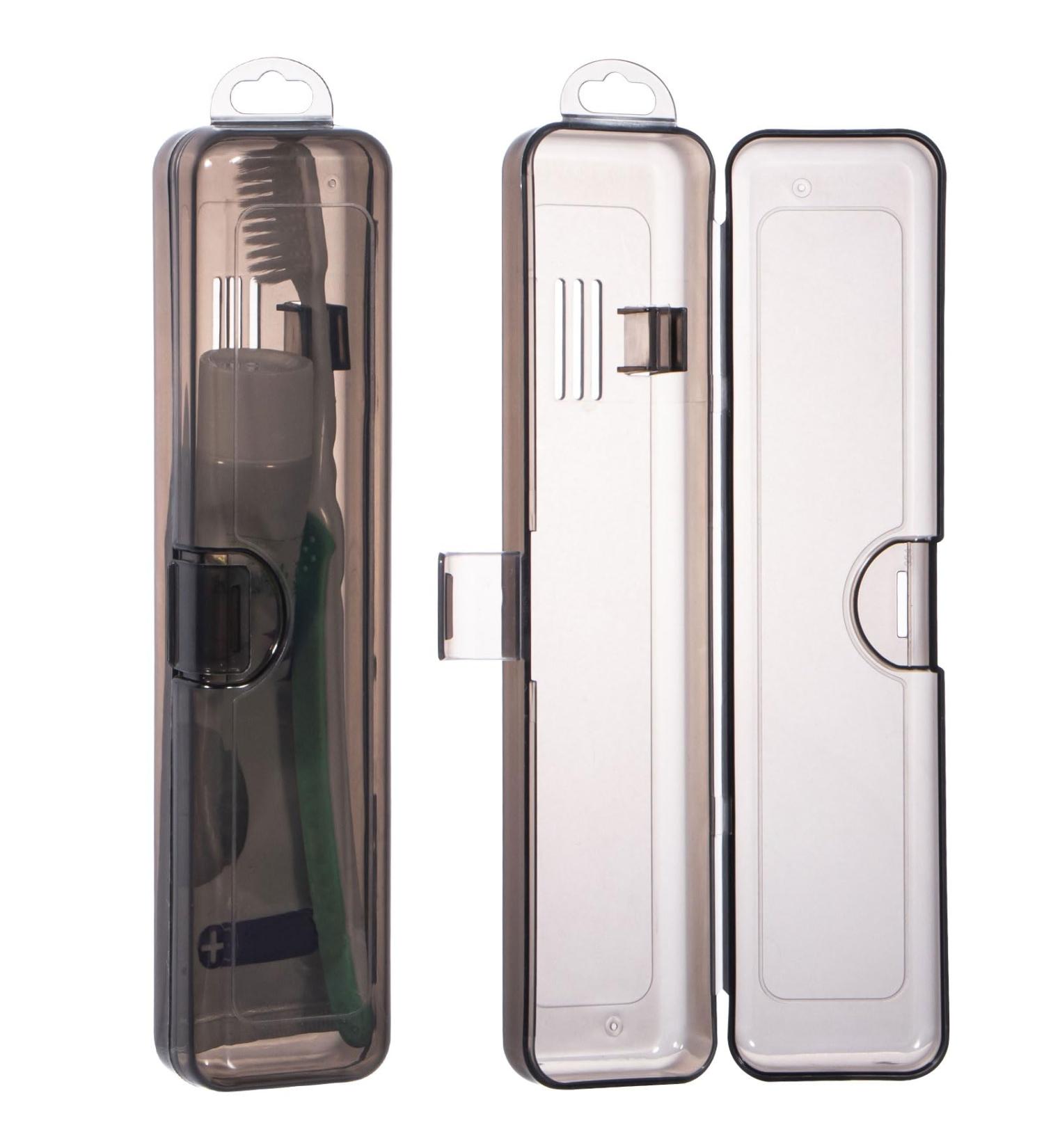 Yeeco Toothbrush Case - 2 Pack Transparent Black Travel Holder | Portable Plastic Toothbrush Case 20 x 4.7 x 3 cm for International Shipping - Buy Online on GoSupps.com