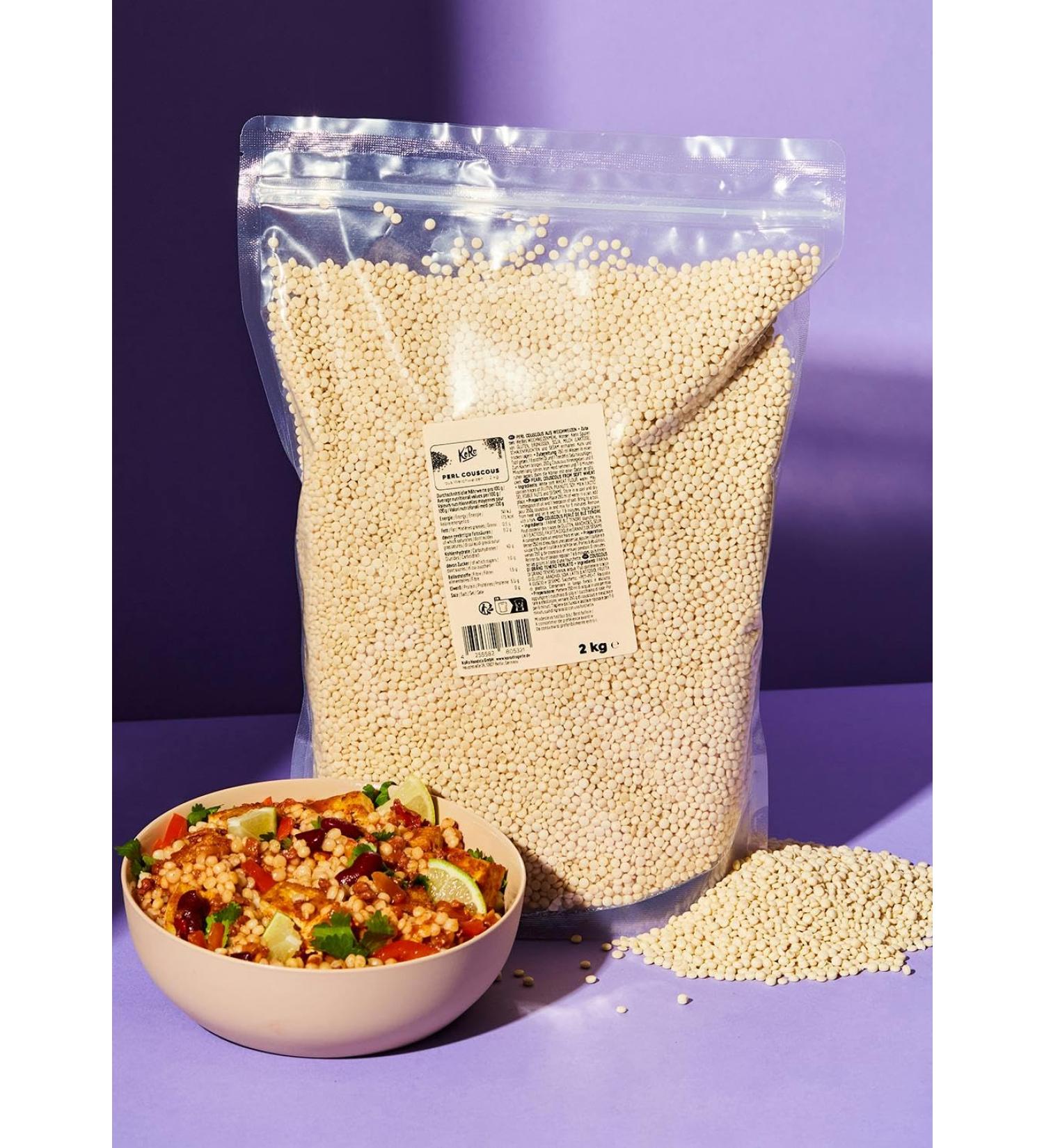 Buy KoRo Pearl Couscous 2 kg - Versatile Vegan Option for Quick Meals - International Shipping Available - Buy Online on GoSupps.com
