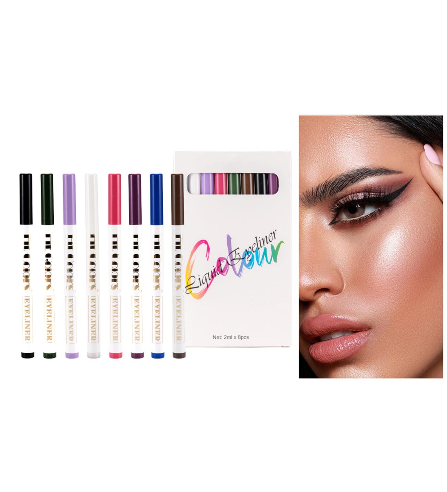 SOMGKINE Eyeliner 8 colors colored eyeliner matte liquid eyeliner colorful neon eyeliner colored eyeliner water resistant long lasting highly pigmented - Buy Online on GoSupps.com