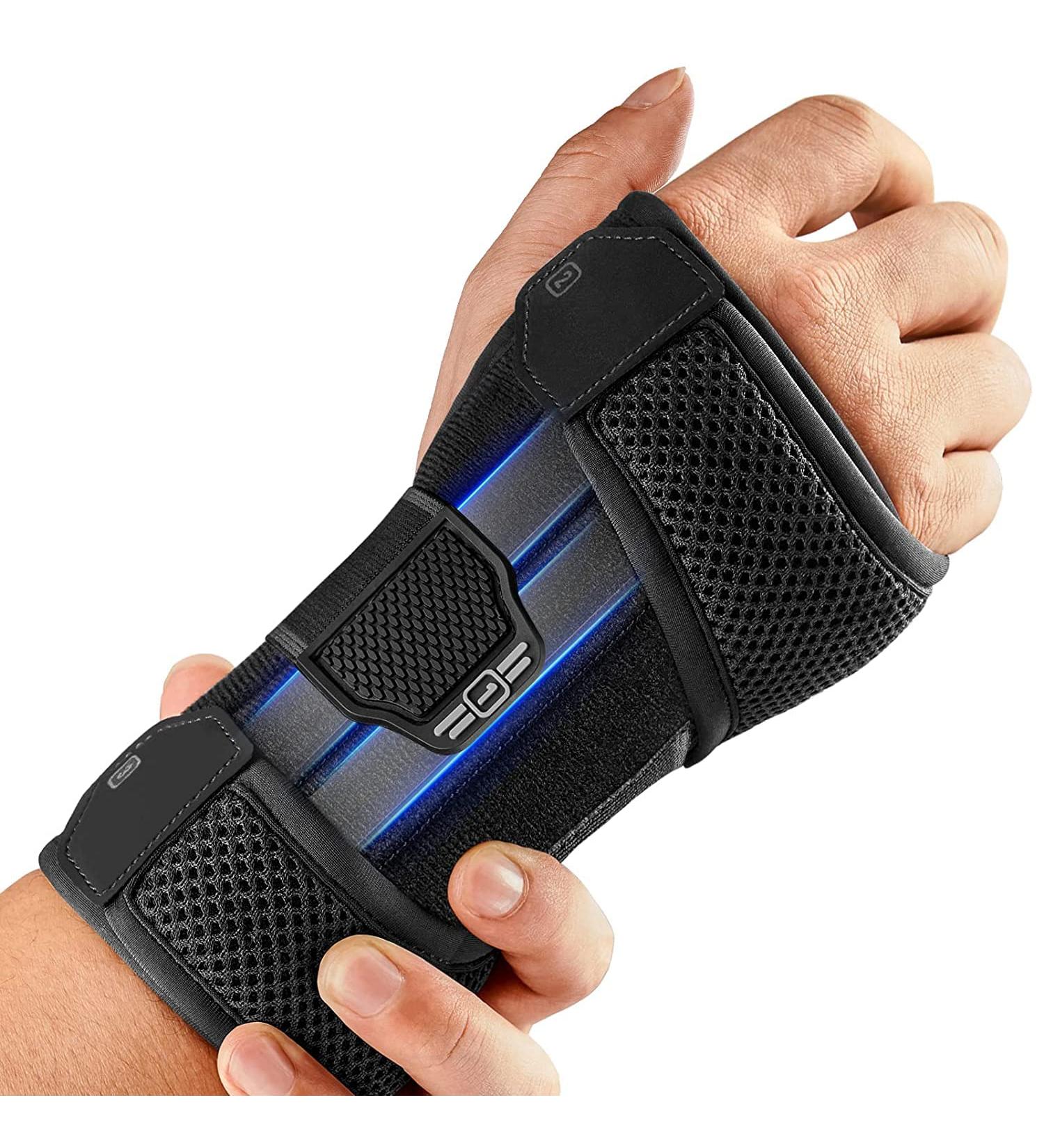 Freeetoo Wristwear - Comfortable Carpal Tunnel & Tendinitis Support for Women & Men | Soft Upholstery 3 Metal Rails L/XL (19-26 cm) - Right-Wing Black - Buy Online on GoSupps.com