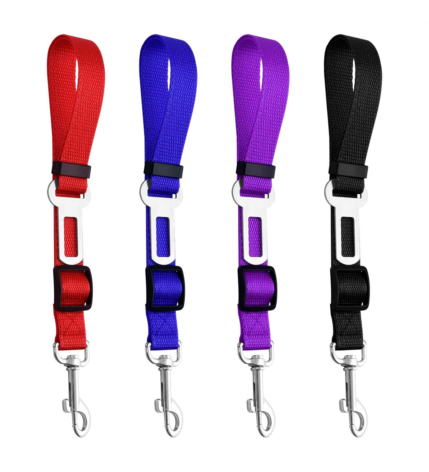 KUUQA 4 Pack Pet Dog Cat Seat Belt Adjustable Safety Leads Vehicle Car Harness Seat Tether Nylon Fabric-Red Blue Black Purple Colorful - Buy Online on GoSupps.com