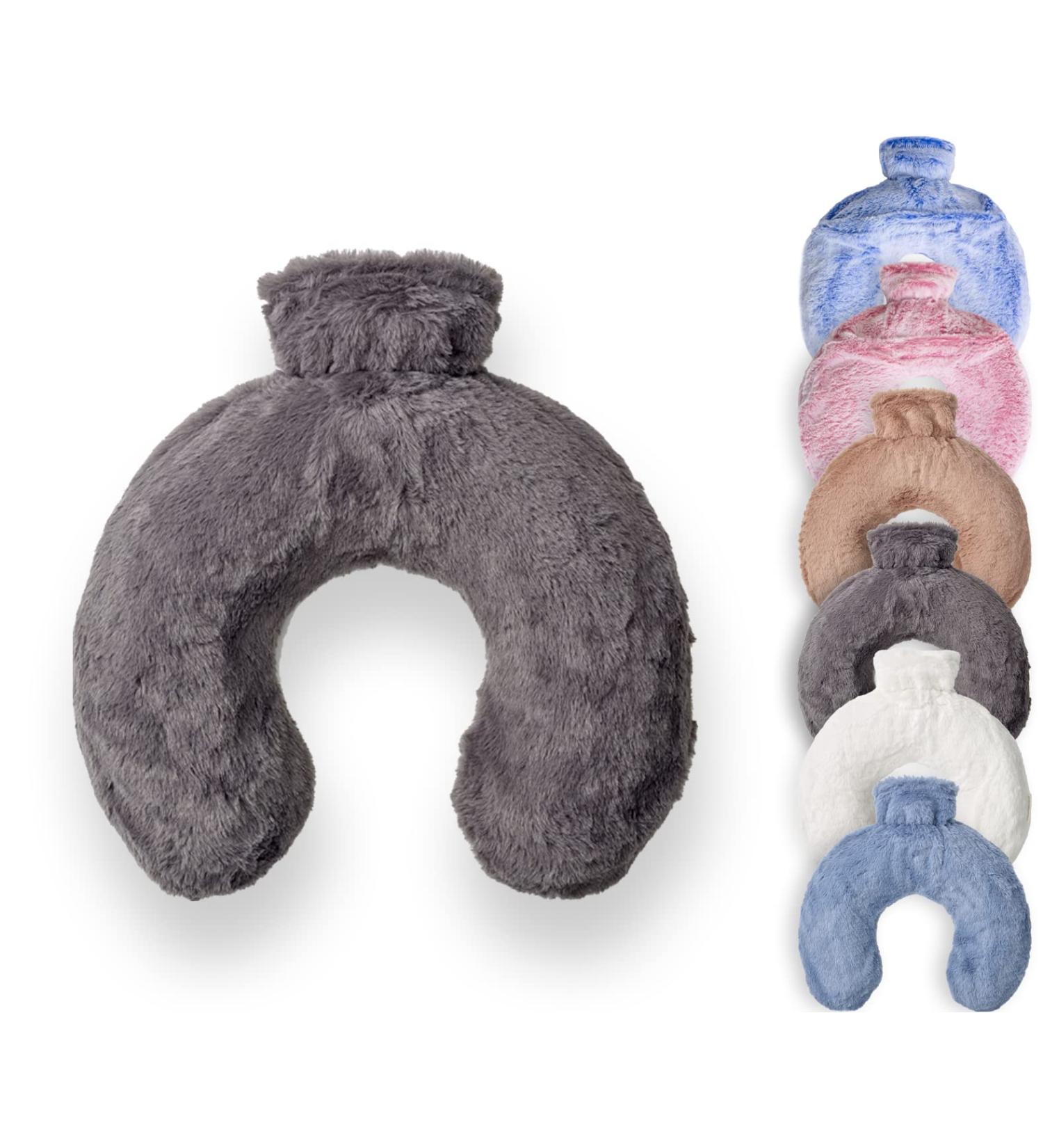 Luxury Fluffy Faux Fur Hot Water Bottle - Twilight Grey | 1.8L Capacity - Buy Online on GoSupps.com