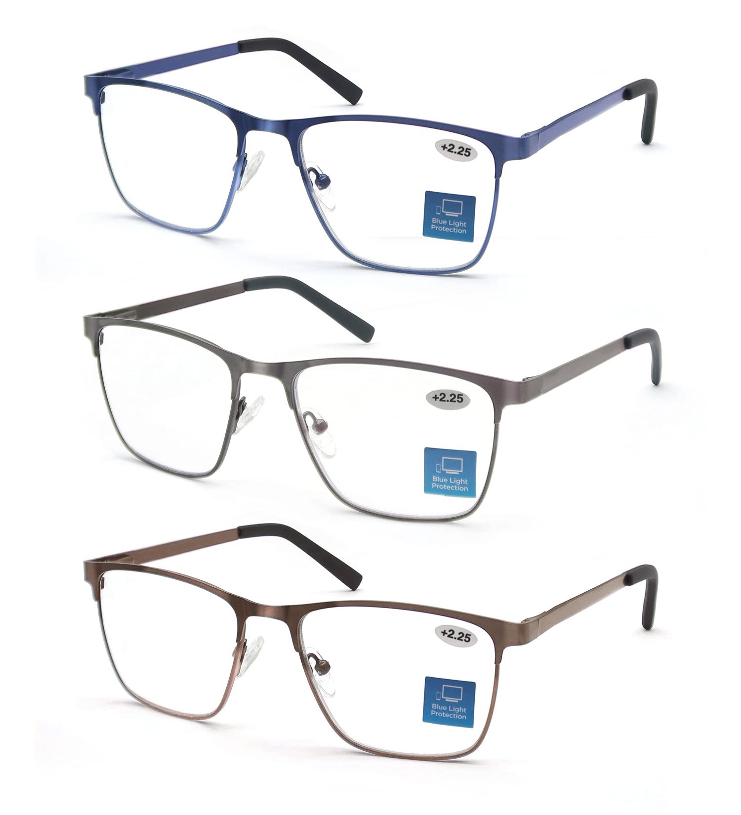 Buy MODFANS 3 Pack Reading Glasses for Men - Blue Light Filter Metal Frame in Grey Brown Blue | Stylish +1.00 Strength - Buy Online on GoSupps.com