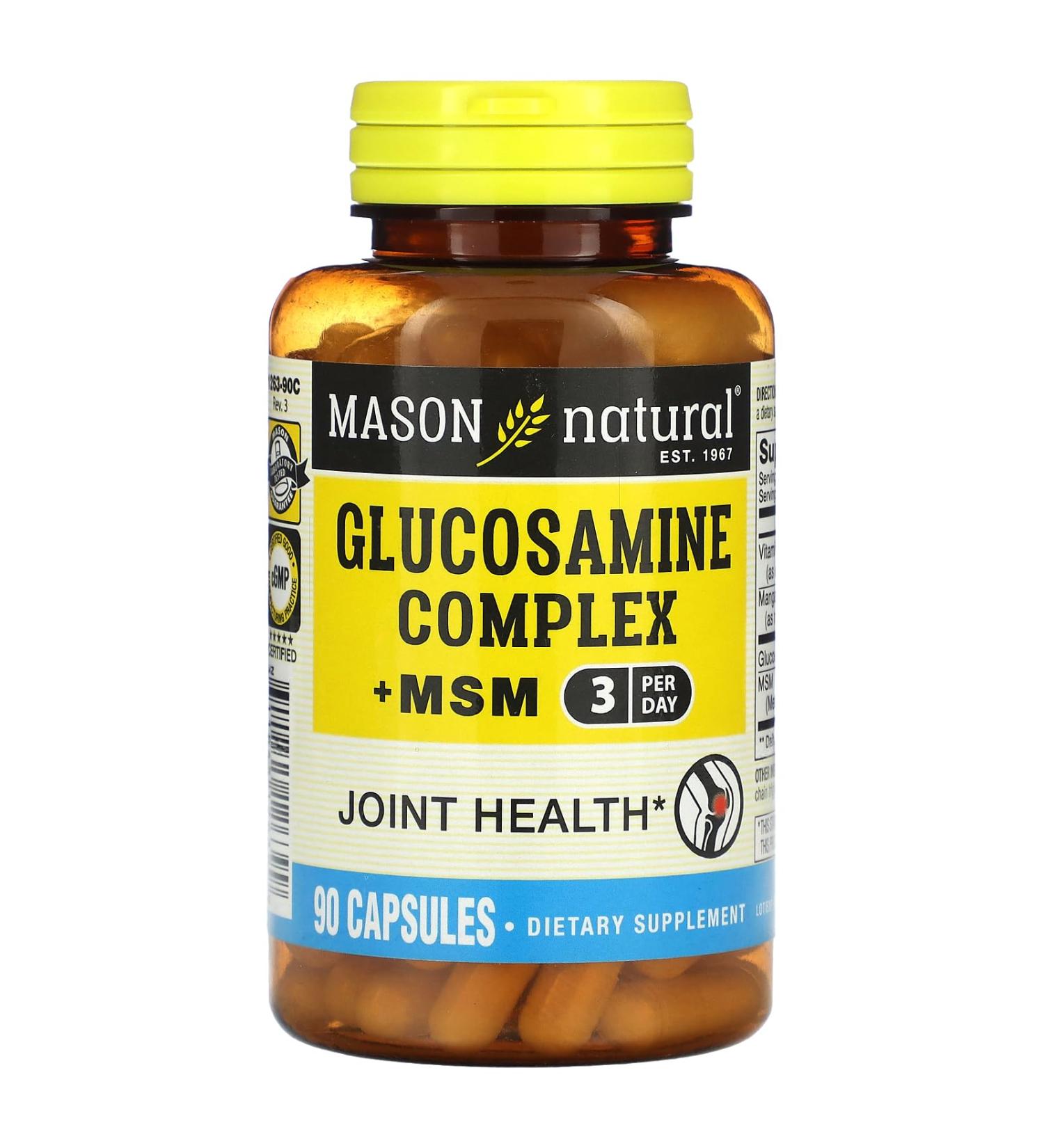 MASON NATURAL Glucosamine Complex Plus MSM with Vitamin C - Supports Joint Health Improved Flexibility and Mobility 90 Capsules