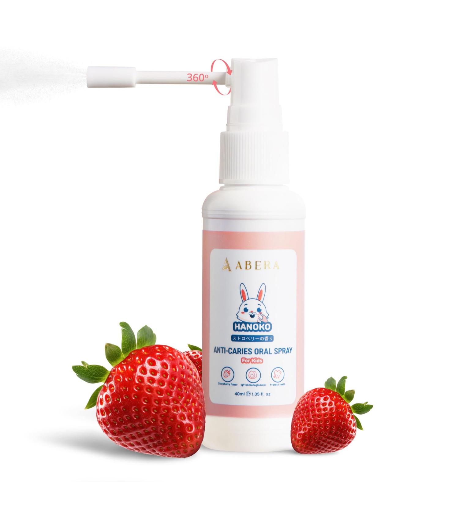 Abera Anti-Caries Kids Oral Spray - Fluoride Free Toddler Toothpaste Helper with 360 Rotating Spout for Cavity Repair & Fresh Breath - 1.35 fl oz - Buy Online on GoSupps.com