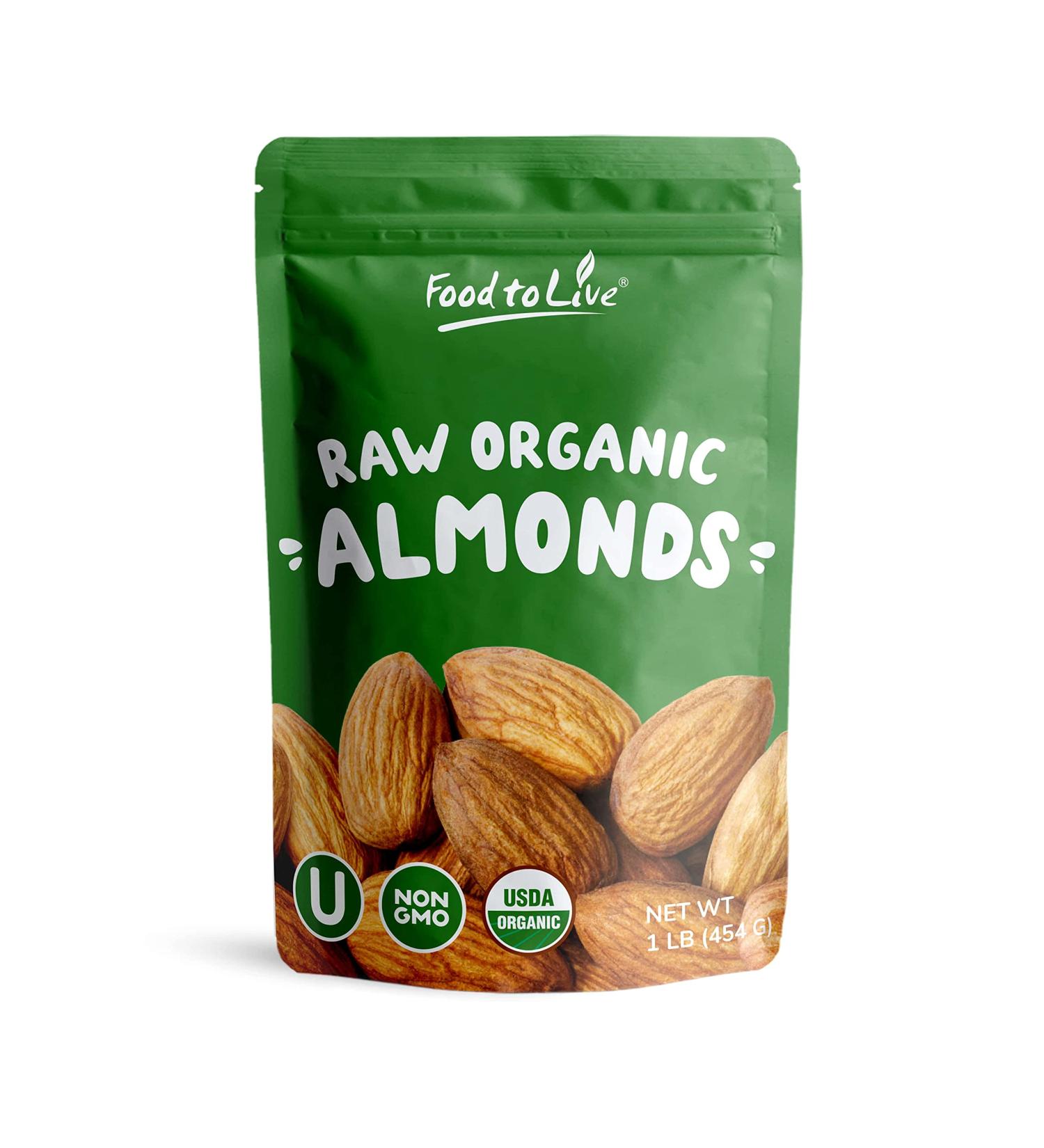 1 lb Organic Non-GMO Whole Raw Unpasteurized Almonds - Vegan Kosher Bulk Keto Snack - Vitamin E Protein - Almond Milk Nut Butter Desserts - 1 lb Pack - Buy Online on GoSupps.com