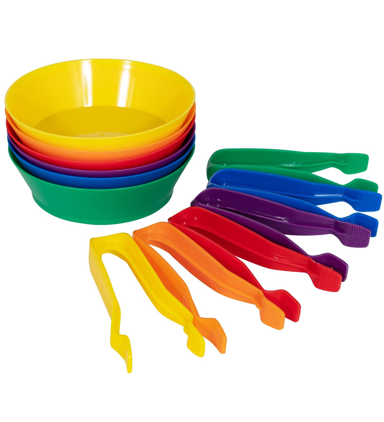 edxeducation Sorting Bowls & Tweezers - Set of 12 - 18M+ - 6 Colours - Counting and Sorting Toy for Toddlers - Early Education and Fine Motor Skills Resource - Buy Online on GoSupps.com