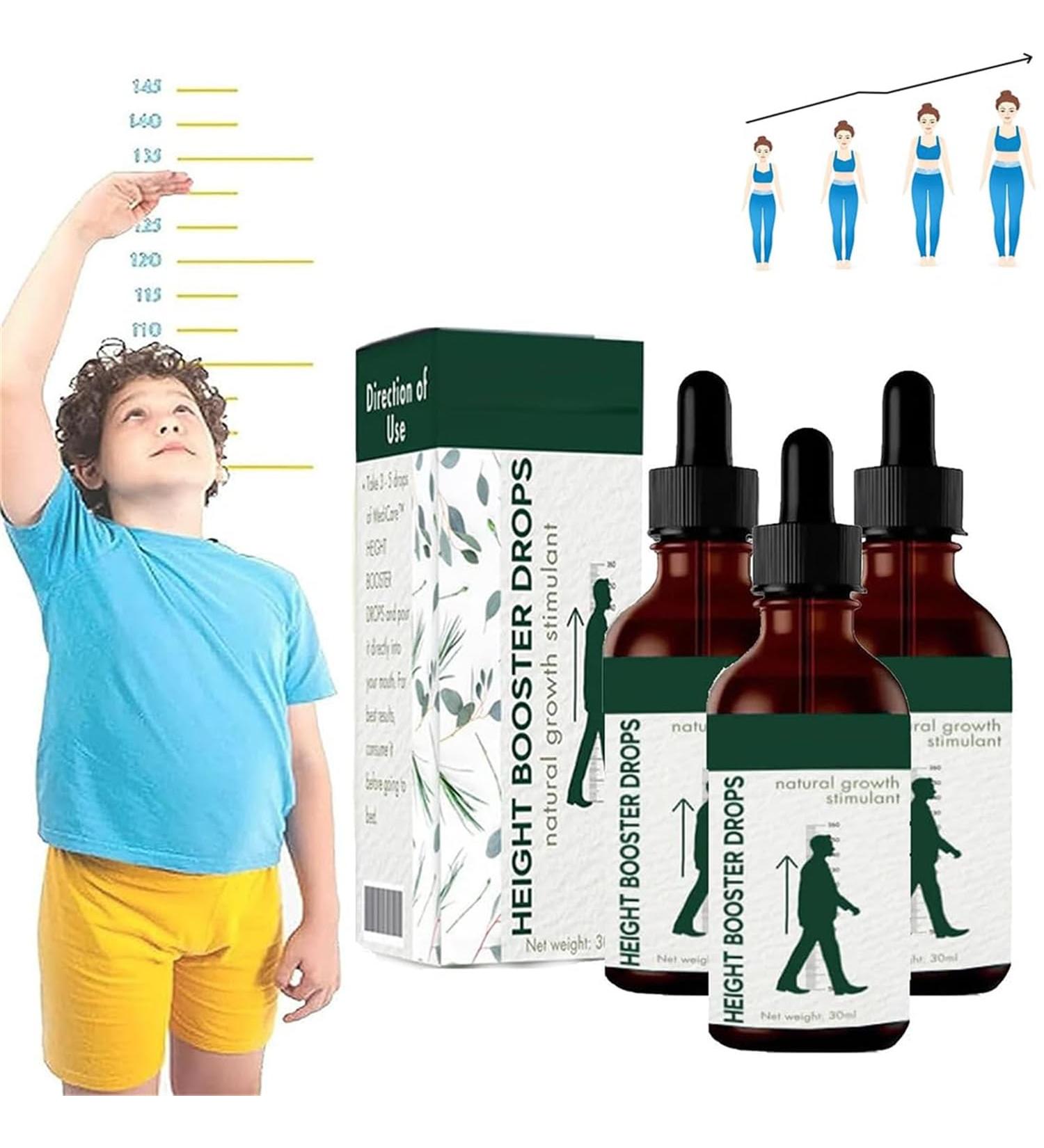 Height Amplifier Drops - Natural Growth Oil for Youthful Bones | Elevate Your Height | 3-Piece Set - Buy Online on GoSupps.com