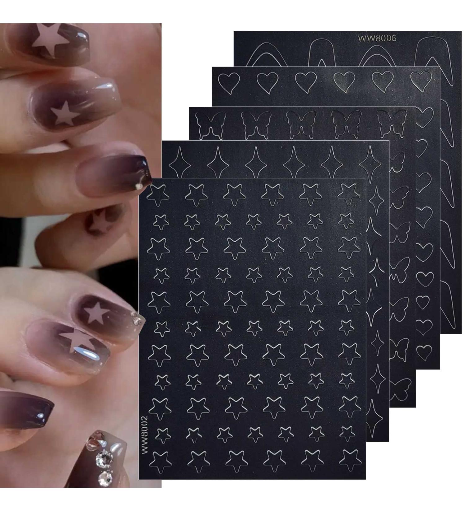 12 Sheets Butterfly Flower Nail Stencils - Self-Adhesive Nail Art Decals for Design & Decoration - Buy Online on GoSupps.com