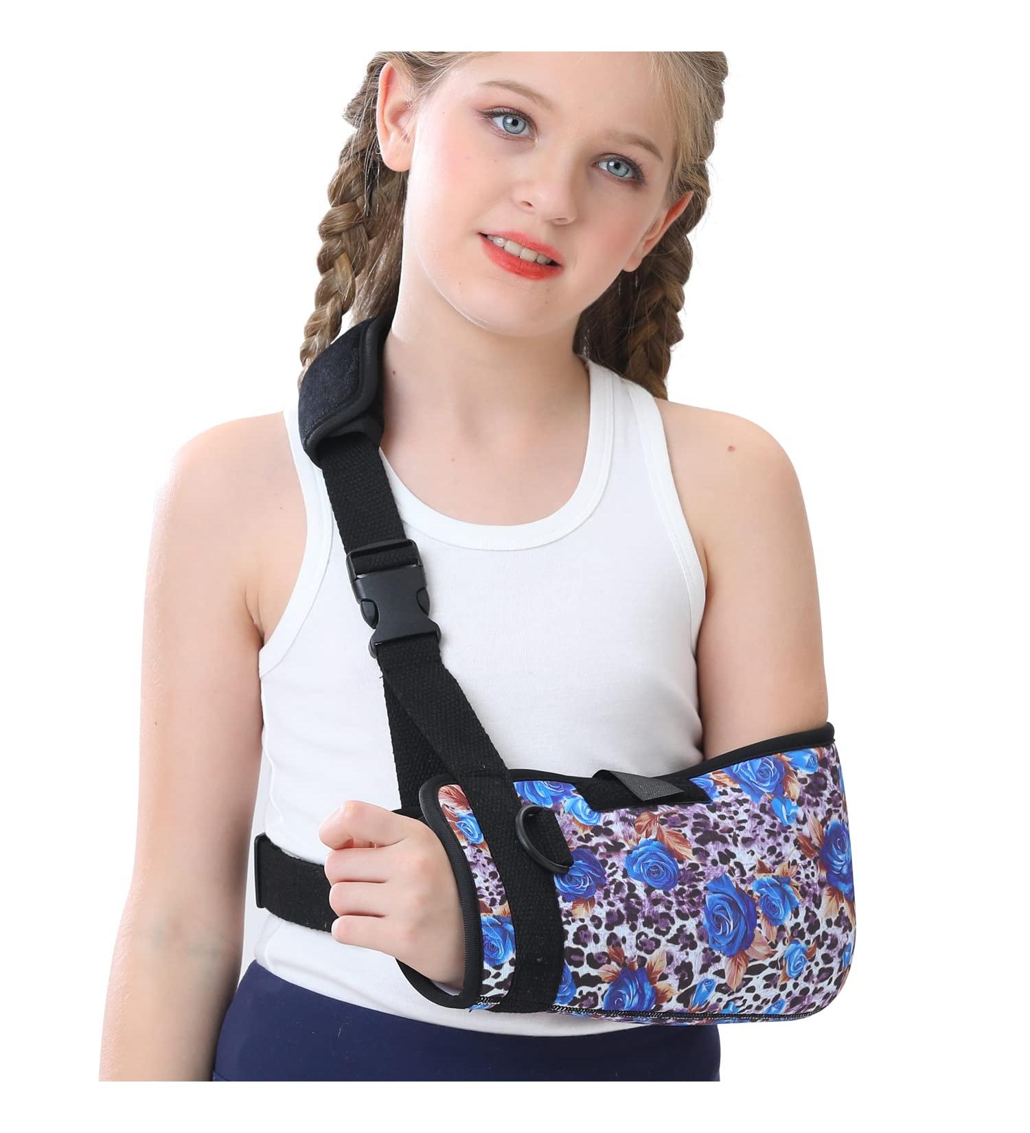 Buy Foam Arm Sling Elbow Brace with Waist Strap - Shoulder Support for Kids Rotator Cuff Injury Fracture Blue Rose Leopard Small - International Shipping Available - Buy Online on GoSupps.com