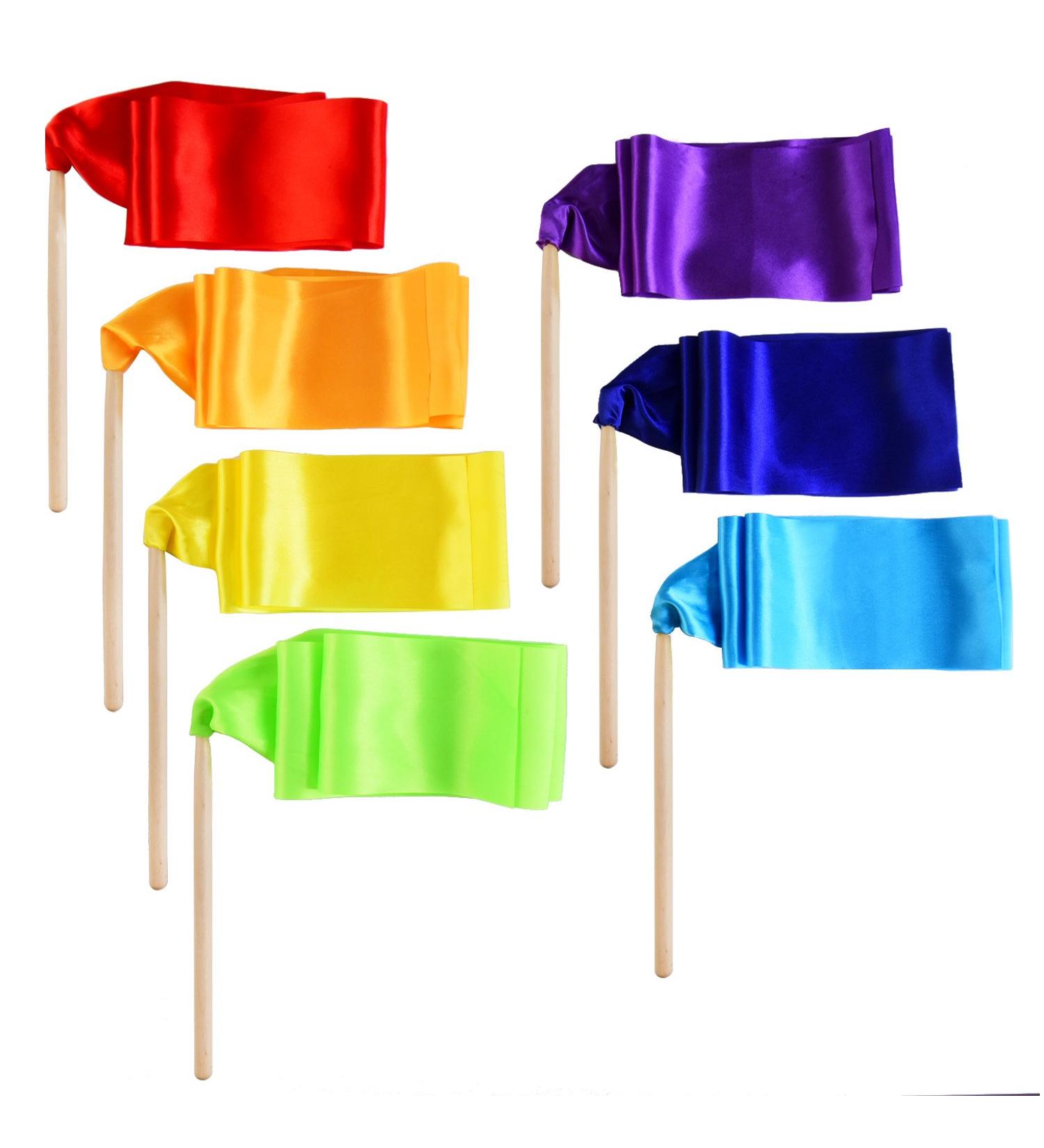 Dancing Gymnastics Ribbon Sticks Set - 7 Pieces Rhythmic Twirling Ribbons with Non-Slip Handle, Wooden Wand - 39.37 Inches Assorted Colors - Buy Online on GoSupps.com