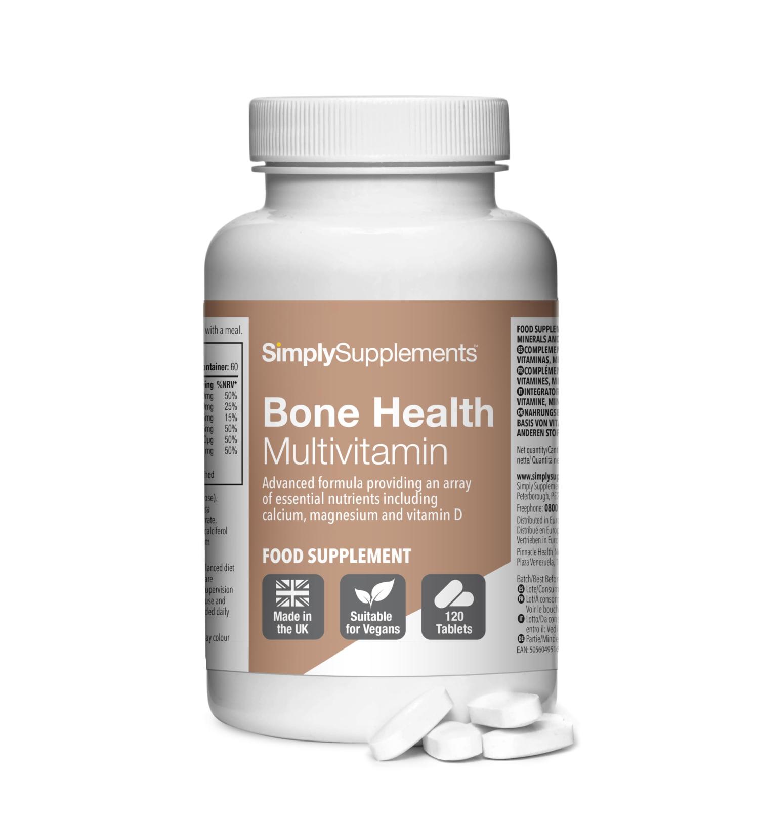 Bone Health Multivitamins | With Calcium Magnesium Zinc Copper and Vitamin C | 120 Tablets 2 Month Benefit | Vegetarian & Vegan Friendly | Simply Supplements - Buy Online on GoSupps.com