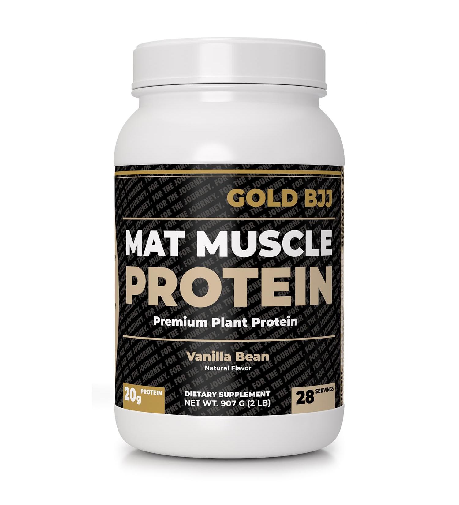Gold BJJ Mat Muscle | 100% Plant Based Vegan Protein Powder for Jiu Jitsu Athletes - Vanilla Flavor - Buy Online on GoSupps.com