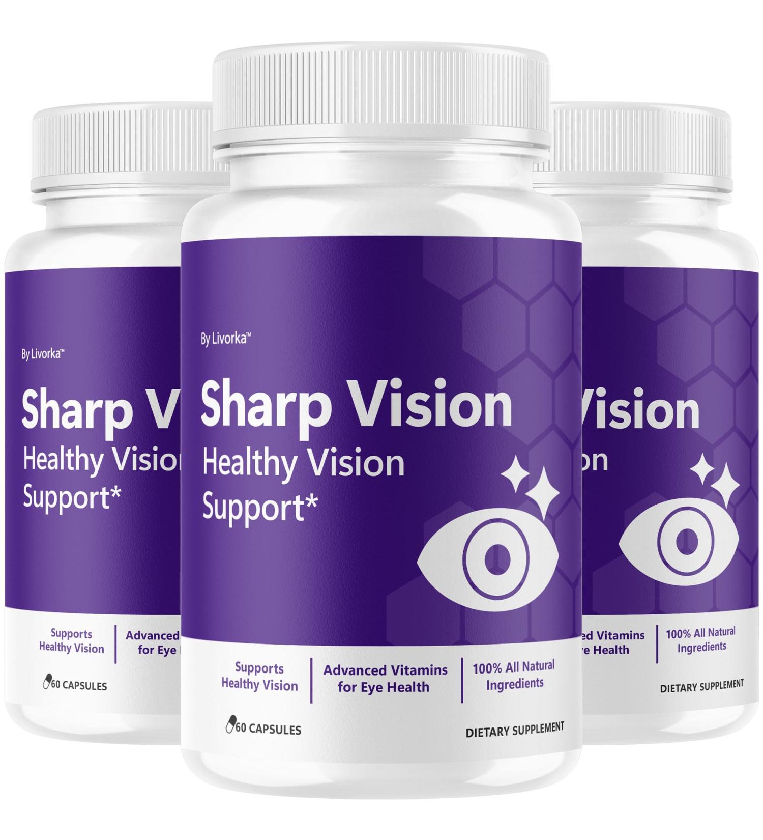 (3 Pack) Sharp Vision Capsules - Official SharpVision Eye Health Support Pills Natural Sharp Vision Advanced Supplement Vitamins for Overall Wellness & Support Health 180 Capsules for 3 Months - Buy Online on GoSupps.com