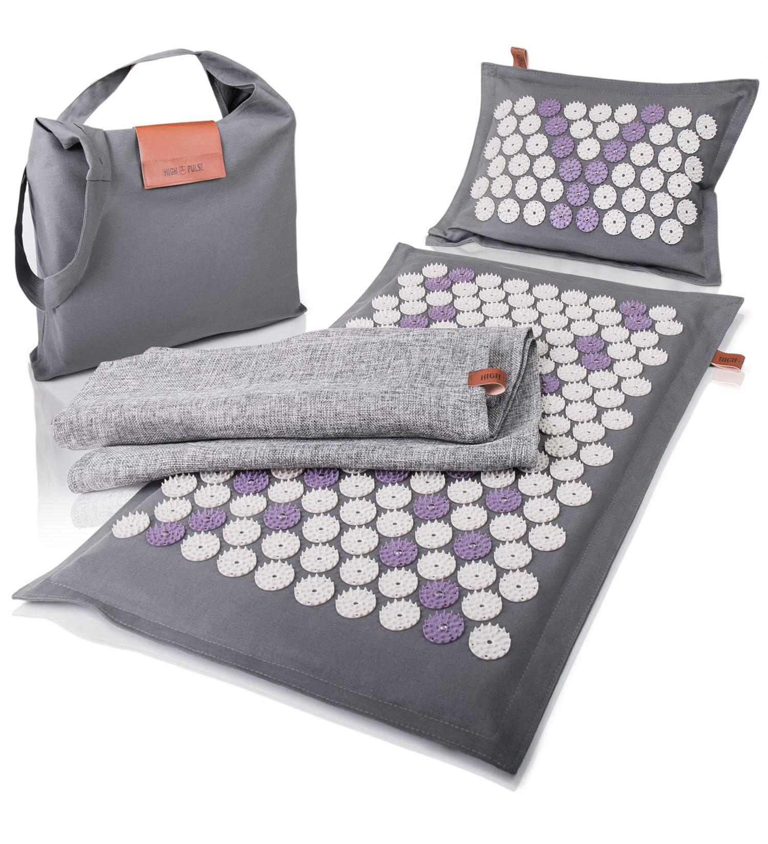 High Pulse Eco Acupressure Set | Natural Fiber Mat & Pillow with Magnets | Relieve Pain & Tension | Boost Blood Circulation | International Shipping - Buy Online on GoSupps.com