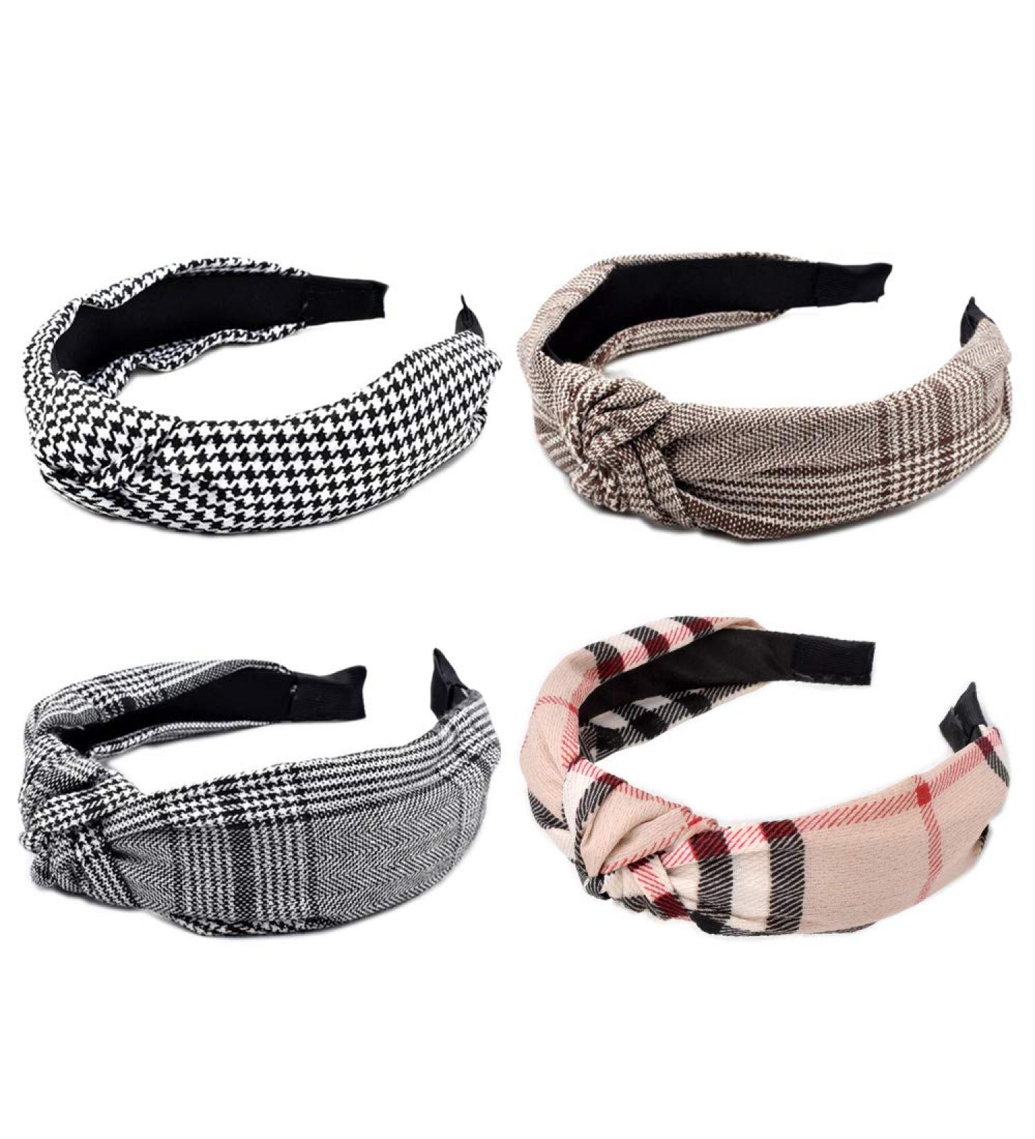 Shop 4-Pack Plain Check Pattern Headbands for Women | Knot Hair Band Accessories Archplaincheck - Buy Online on GoSupps.com