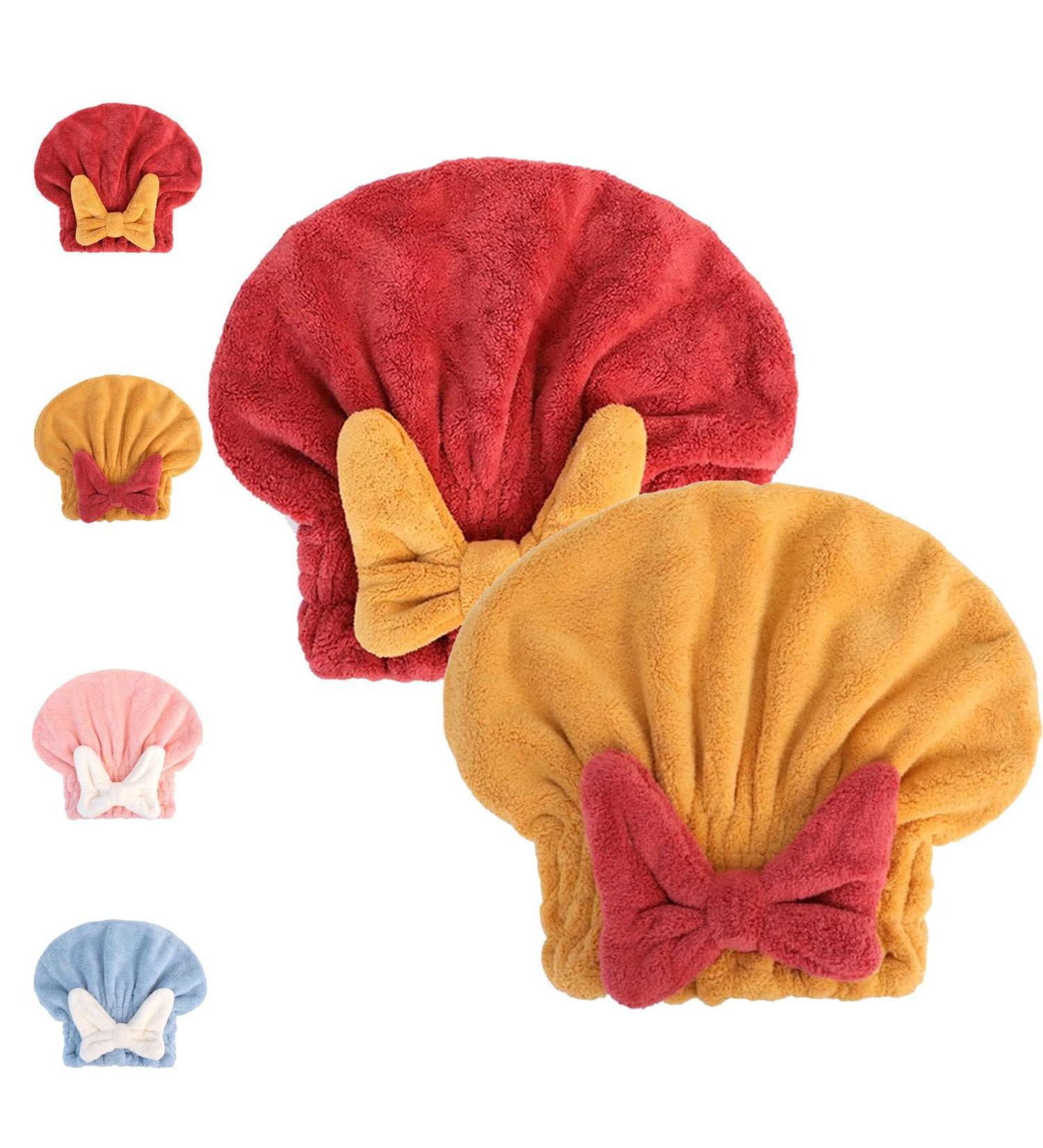 2024 Super Absorbent Hair Towel Wrap for Wet Hair | Portable & Easy to Use | Red & Yellow | International Shipping Available - Buy Online on GoSupps.com