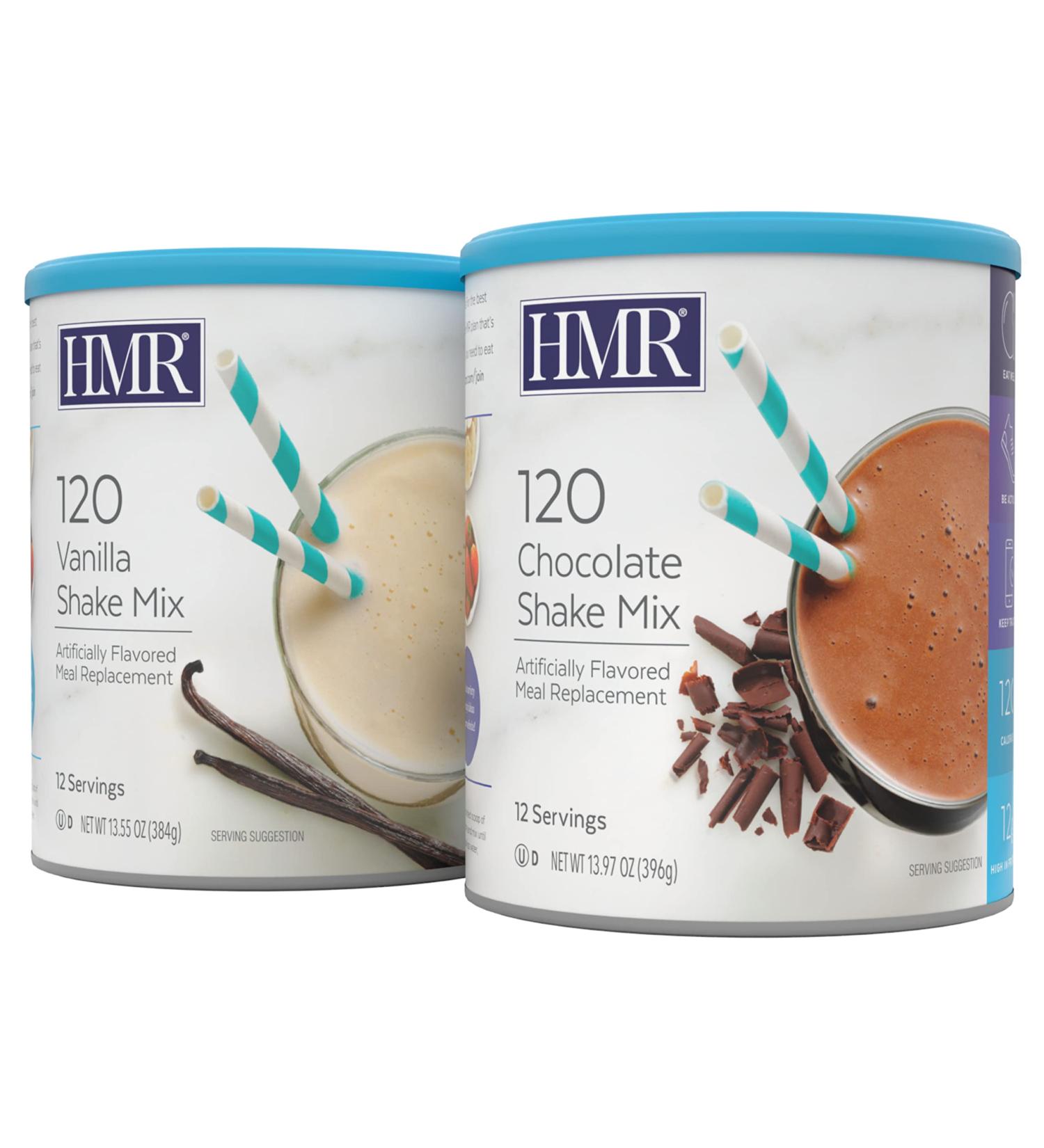HMR 120 Shake Meal Replacement Powder - Vanilla & Chocolate Mix | 12g Protein | Low Calorie | Nutritional Drink for Healthy Weight Loss | 2-Pack (12 Servings Each) - Buy Online on GoSupps.com