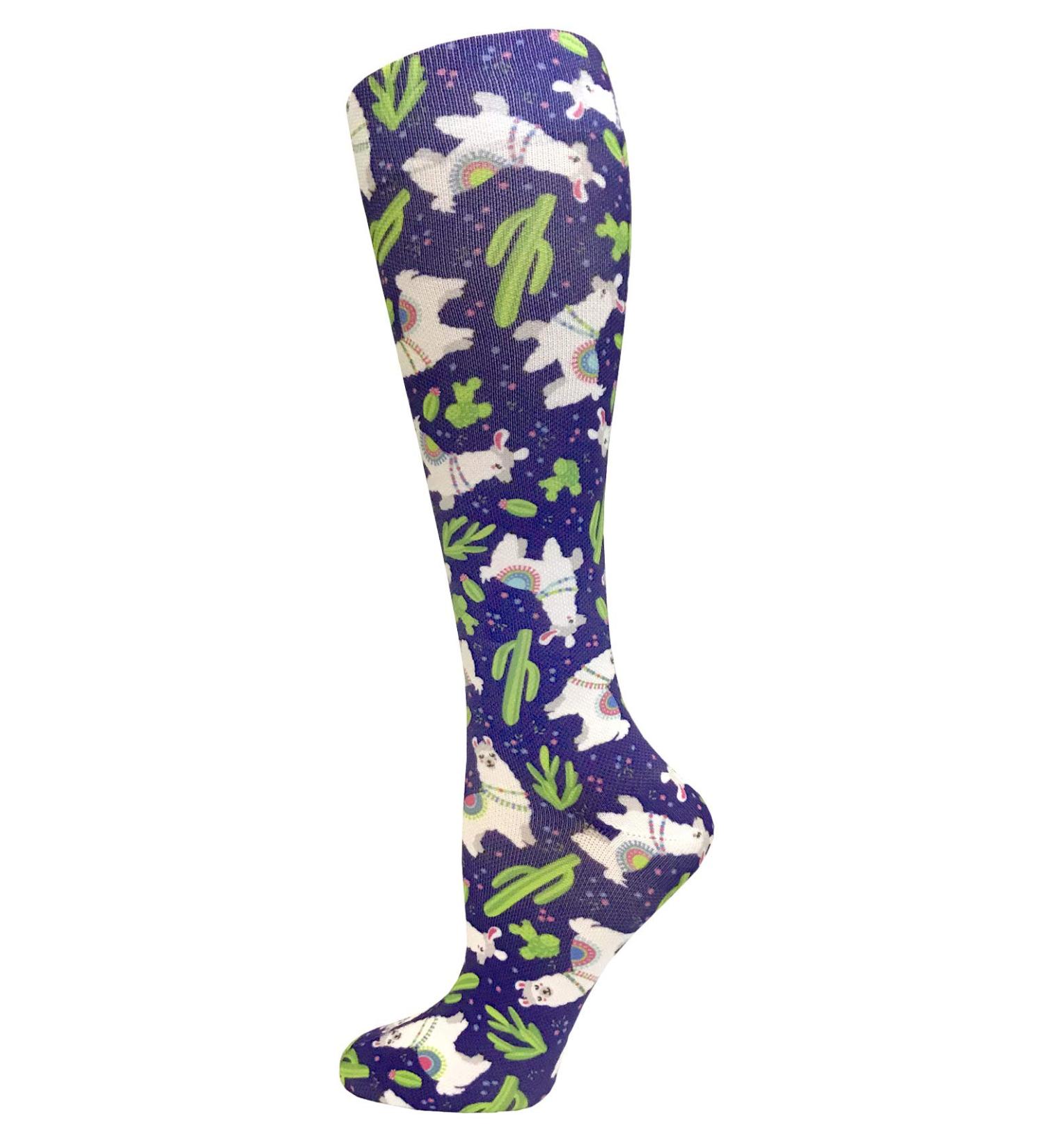 Prestige Medical 12 Soft Comfort Compression Socks Llamas Purple