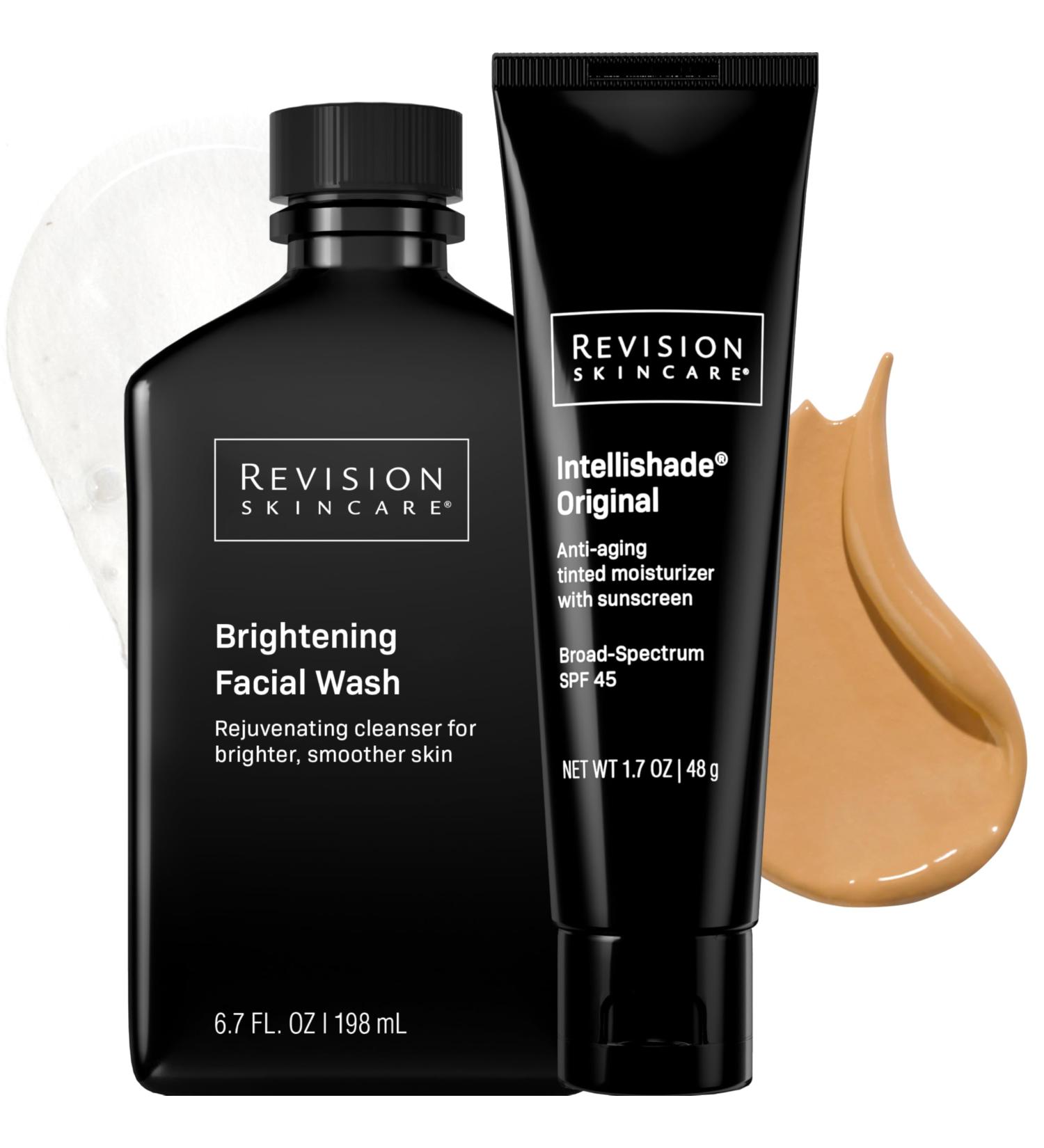 Revision Skincare Intellishade Original SPF 45 1.7oz + Brightening Facial Wash 6.7oz Bundle Anti-Aging Tinted Moisturizer with Sunscreen and Daily Exfoliating Cleanser for Radiant Healthy Skin - Buy Online on GoSupps.com