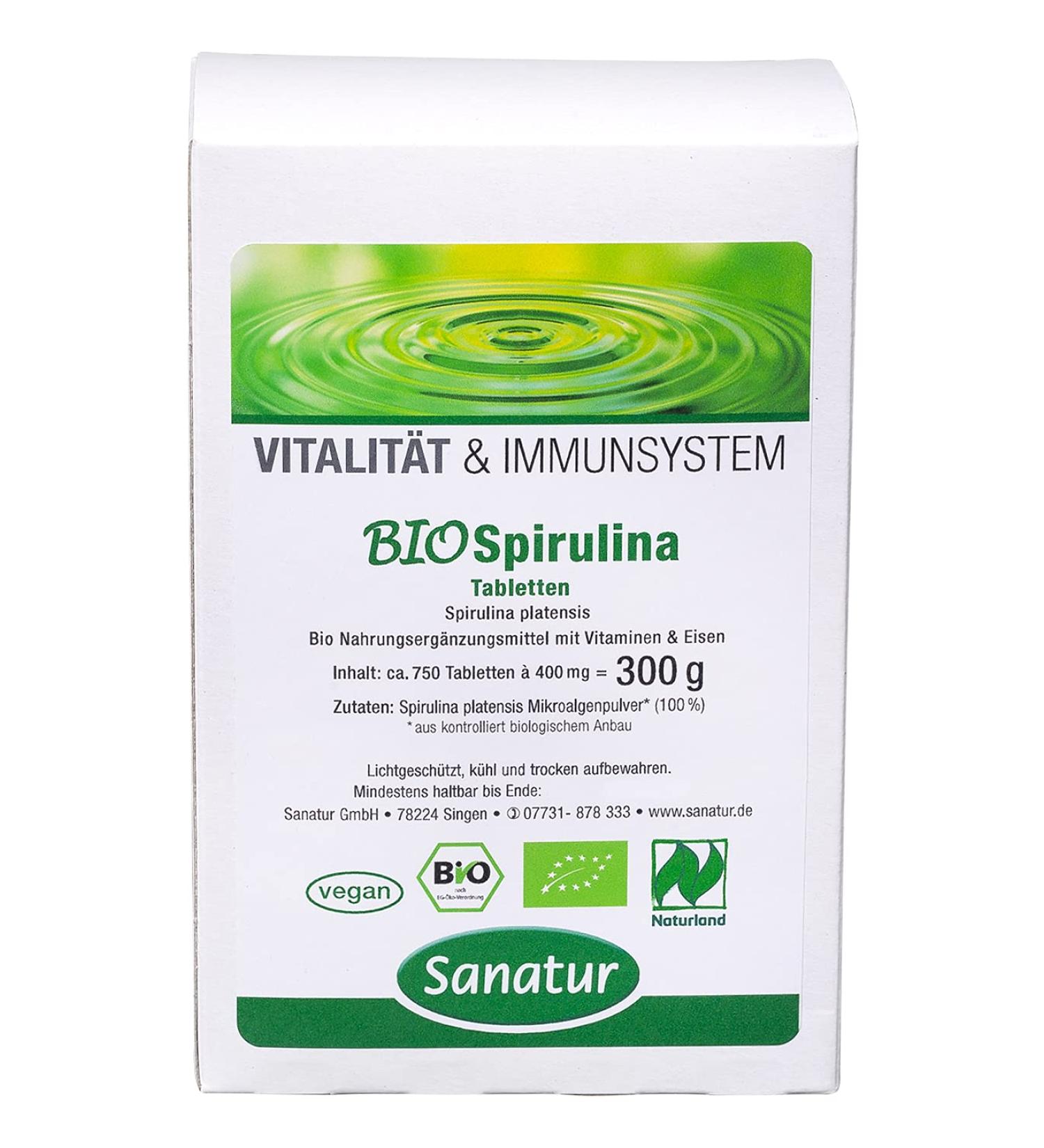 Sanatur Bio Spirulina 750 Packs - Premium Quality Nutritional Superfood for Enhanced Wellness | Buy Internationally - Buy Online on GoSupps.com