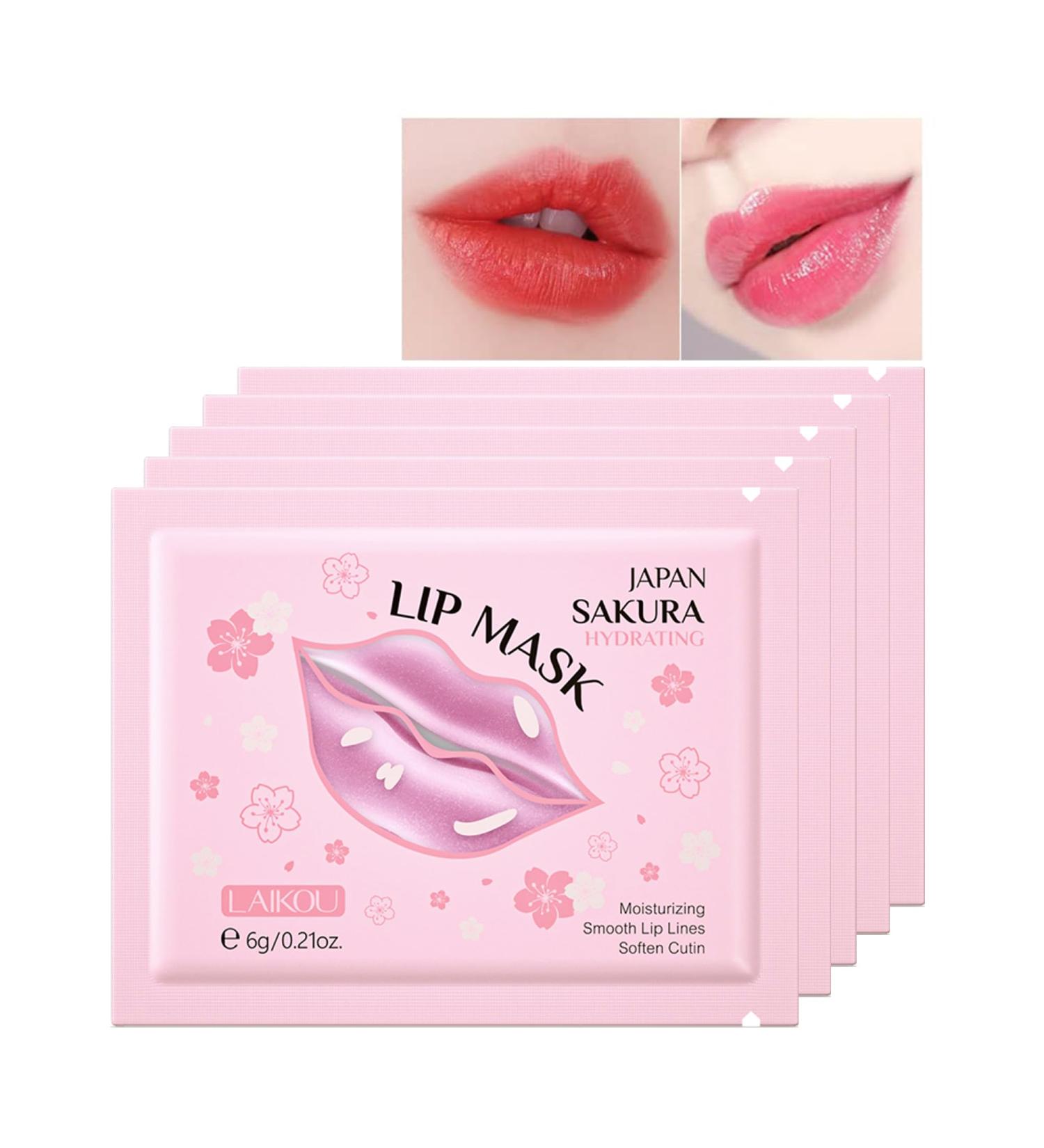 AKARY Sakura 10 Pieces Hydrating Lip Mask - Collagen Crystal Gel Pads for Moisturizing Fine Lines Reduction & Dead Skin Removal | Anti-Chapped Lip Care - Buy Online on GoSupps.com