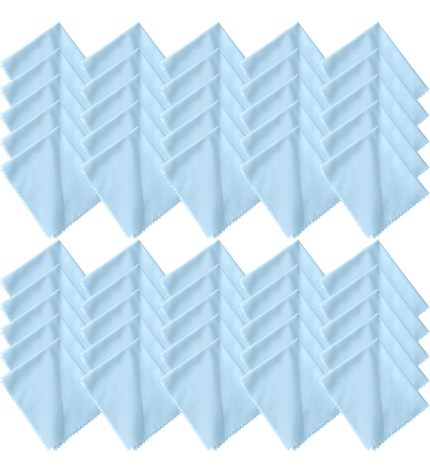 50 Microfiber Cleaning Cloths for Glasses & Electronics - 7x6 Inch Blue - Perfect Eyeglasses & Screen Cleaner - Buy Online on GoSupps.com