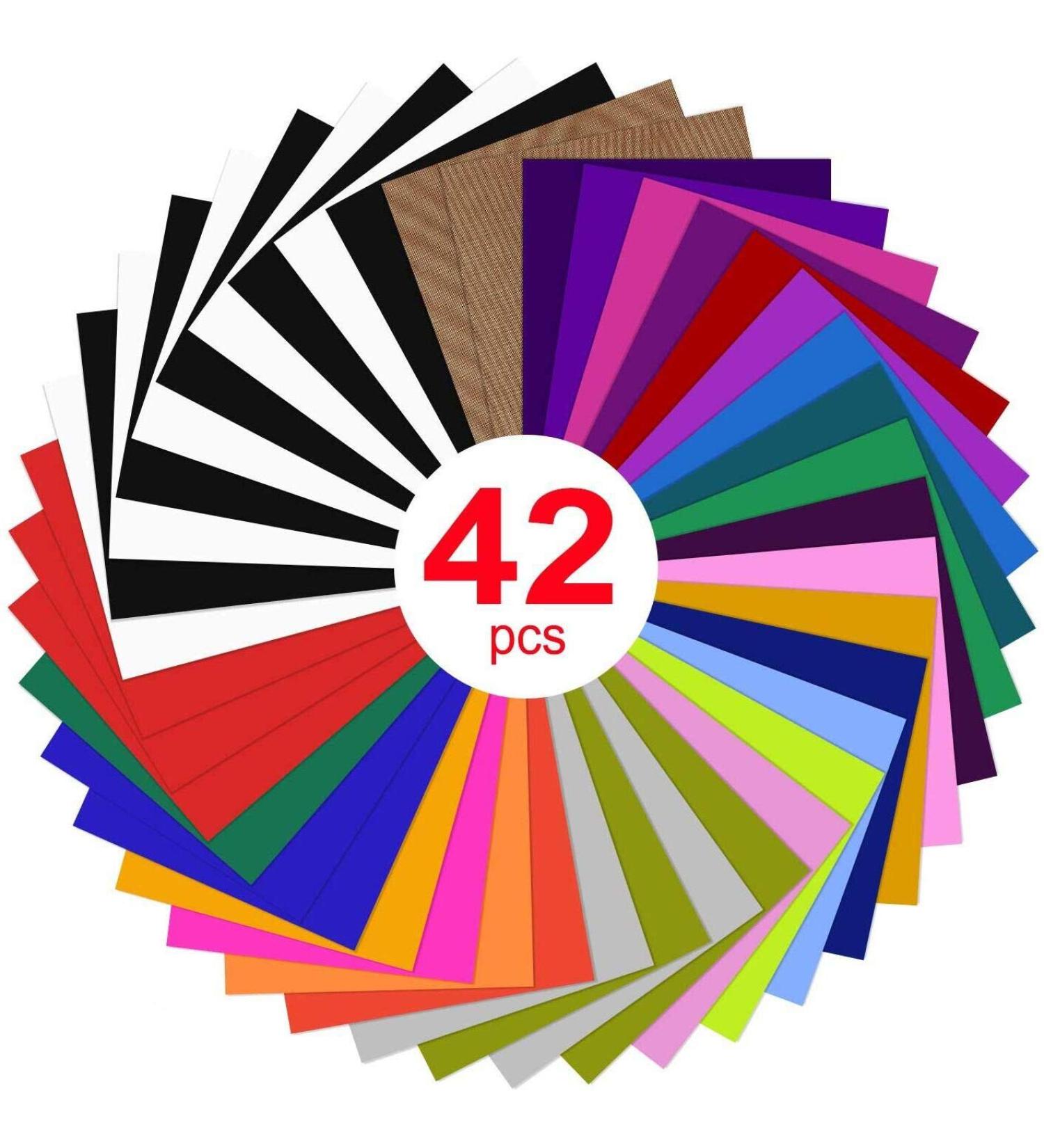 Heat Transfer Vinyl Bundle : 42 Pack 12 x 10 Sheets - Iron on Vinyl for Iron on Fabrics T-Shirts Heat Press Machine Multicolor - Buy Online on GoSupps.com