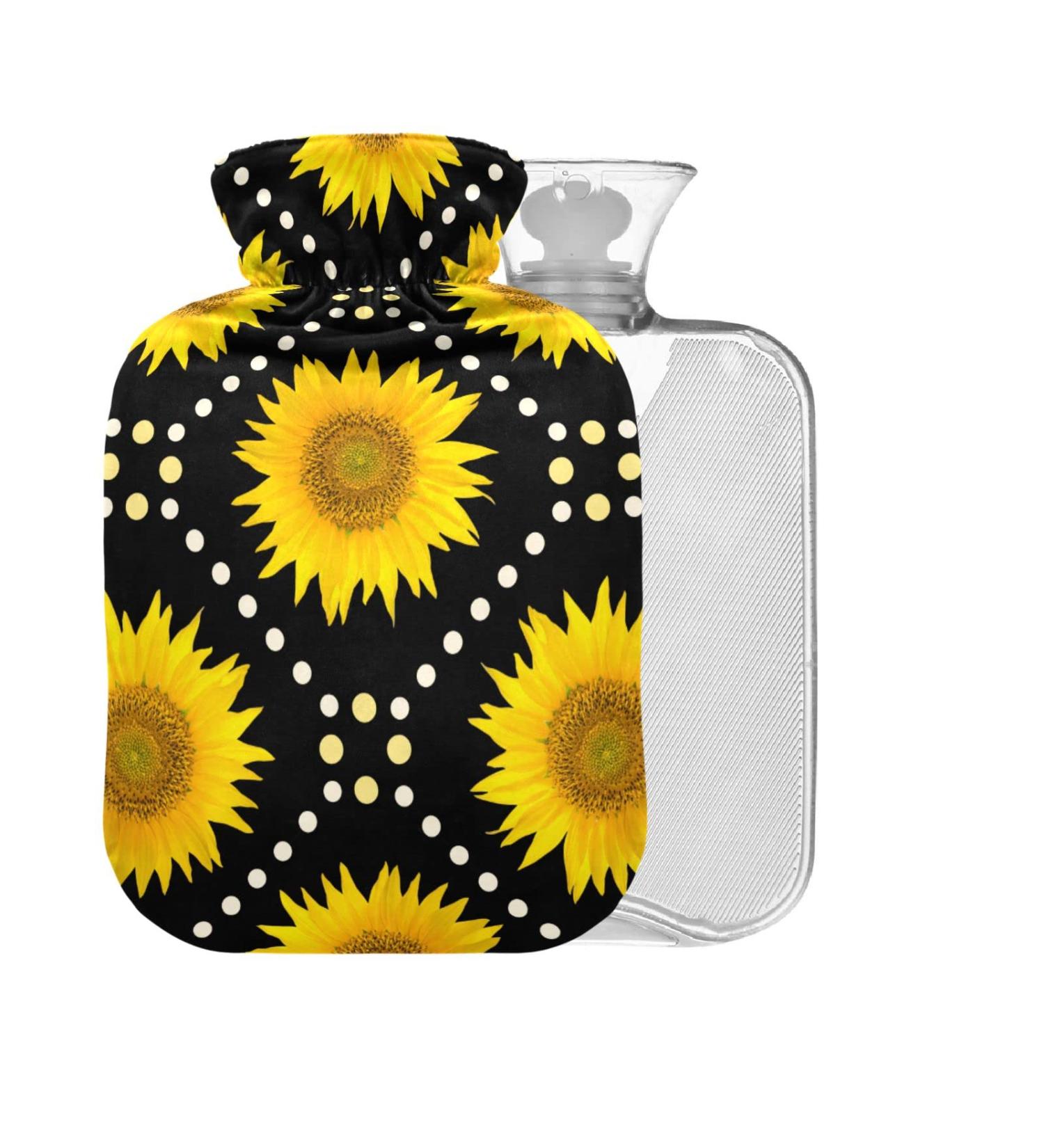 Sunflower Hot Water Bottle 1L - BPA Free Small Pain Relief Bag for Kids Men & Women - Buy Online on GoSupps.com
