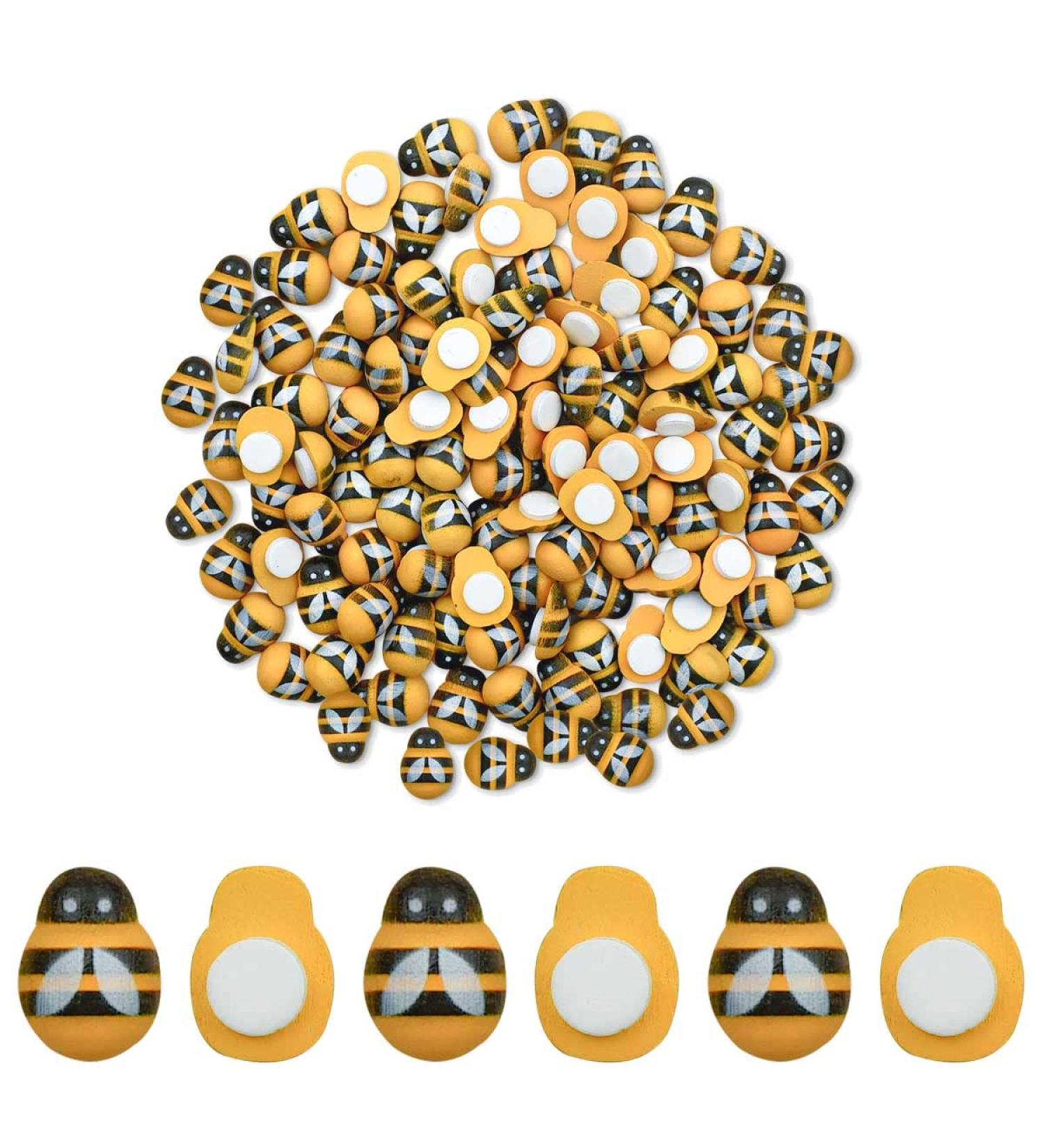 100 Self-Adhesive Mini Wooden Bee Embellishments for DIY Crafts and Home Decor - Buy Online on GoSupps.com