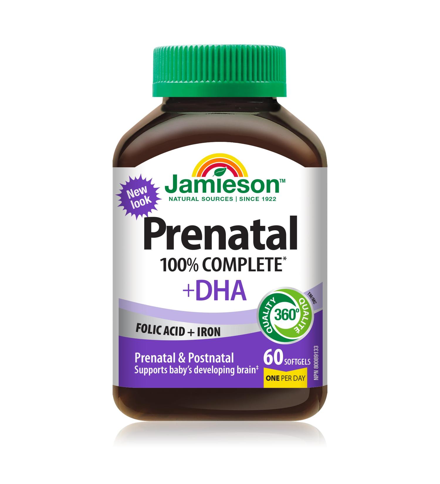 Jamieson PRENATAL Complete Multivitamin with DHA Supplement 60 Softgels - Buy Online on GoSupps.com