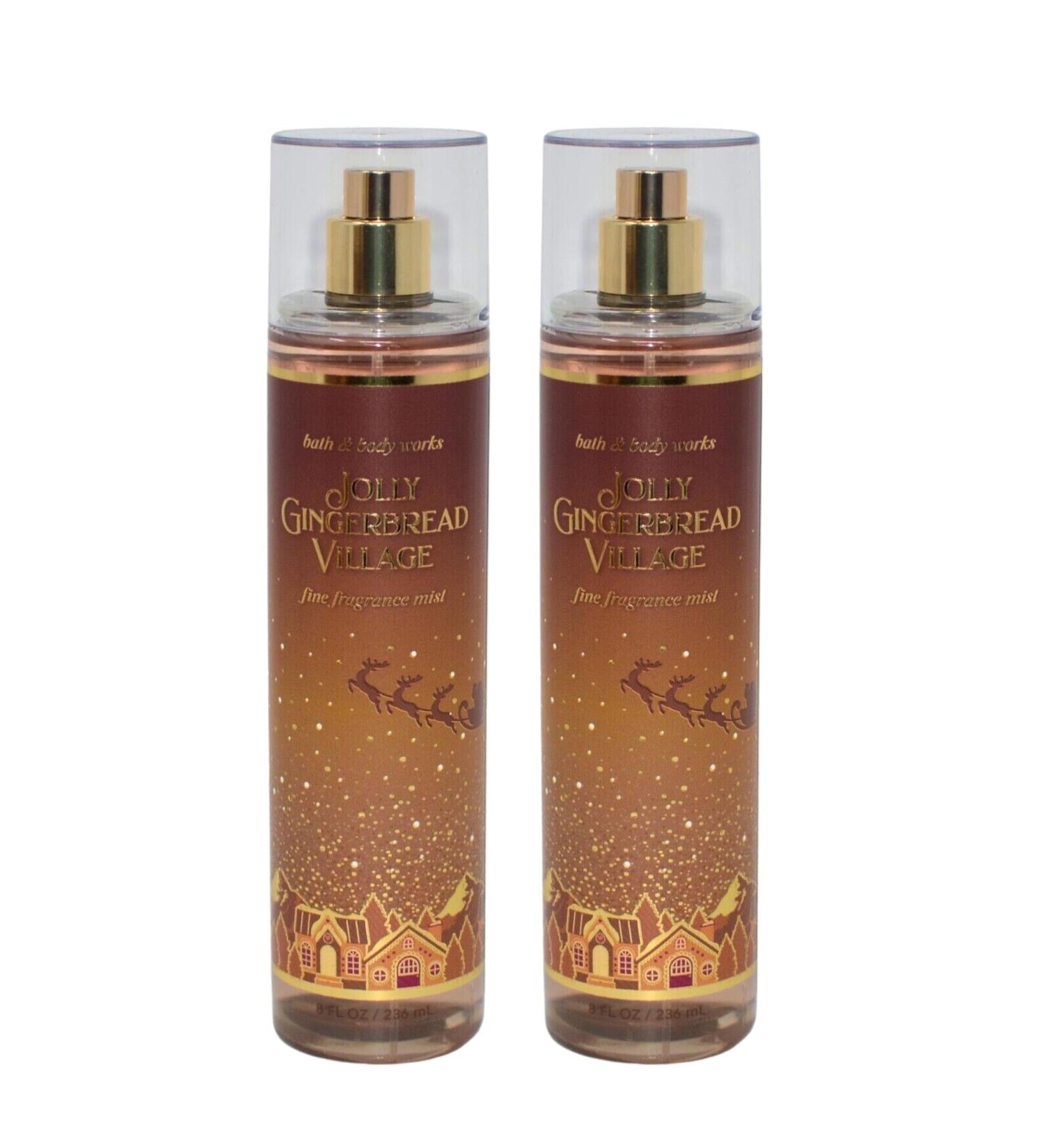 Bath & Body Works Fine Fragrance Mists Set of 2 8oz Each Bottle (Jolly Gingerbread Village)