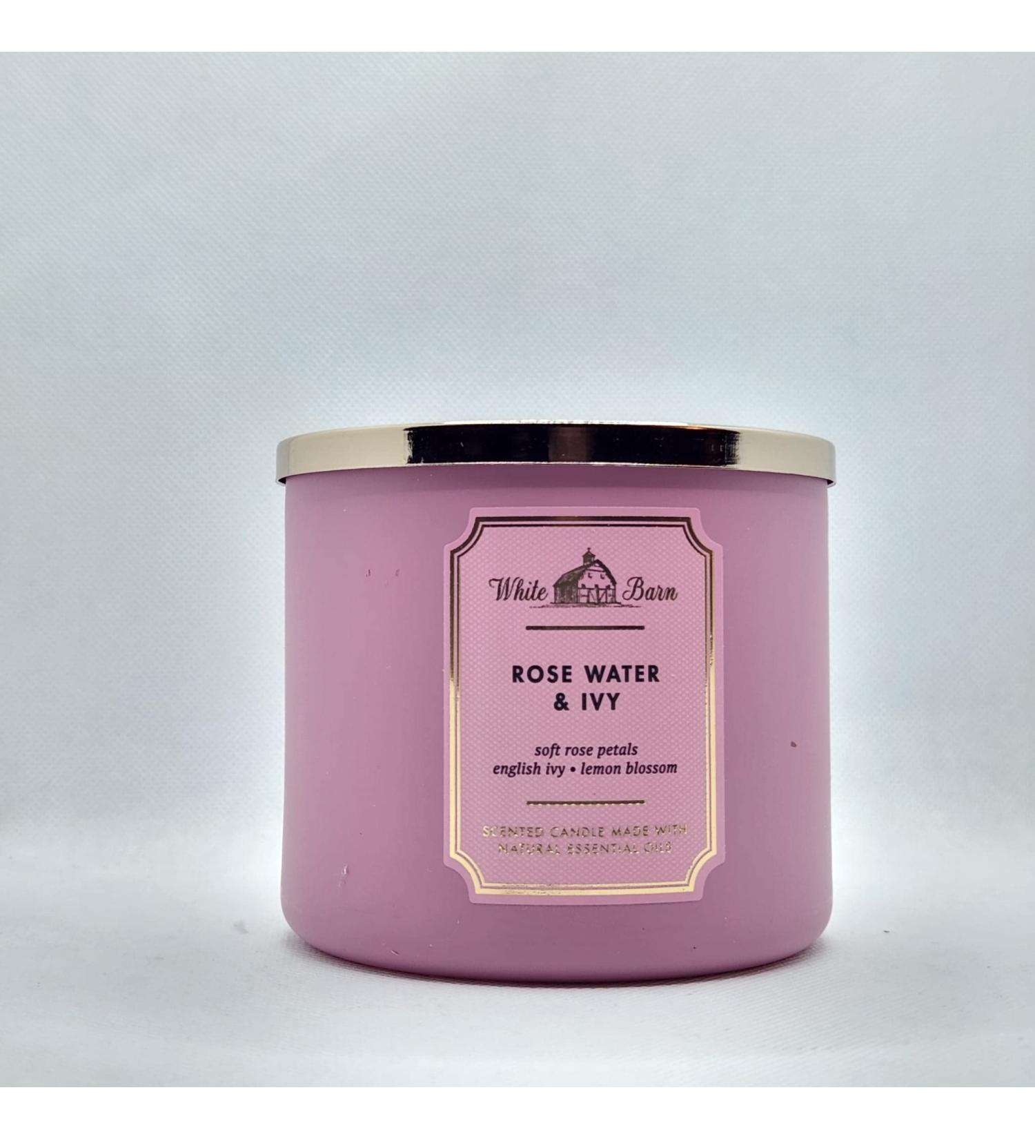 Bath & Body Works White Barn 3-Wick Candle w/Essential Oils - 14.5 oz - New Core Scents! (Rose Water & Ivy)