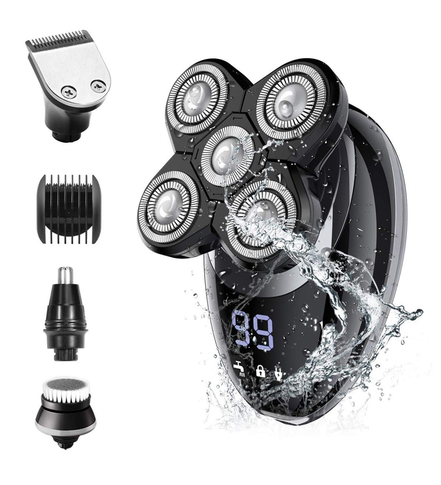 Hair Clippers Men 5-in-1 Rechargeable Shaver Beauty Kit Nose Hair Trimmer Hair Clipper Electric Shaver Facial Cleansing Brush for Men - Buy Online on GoSupps.com