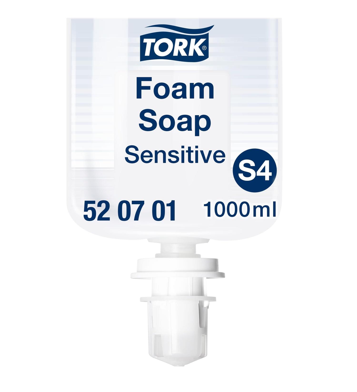 Tork Sensitive Hand Foam Soap S4 - 1000 ml (1 Pack) | Dermatologically Tested | Gentle Cleansing for Sensitive Skin - Buy Online on GoSupps.com