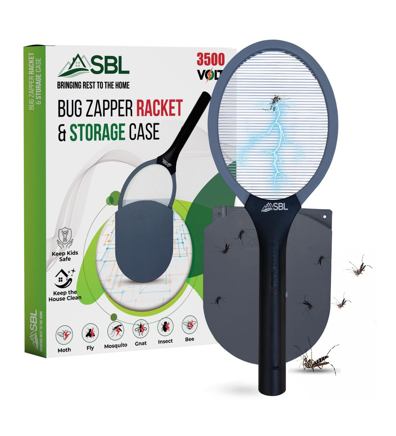SBL Home Electric Fly Swatter & Bug Zapper Racket with Wall Case - Gray/Black - Buy Online on GoSupps.com