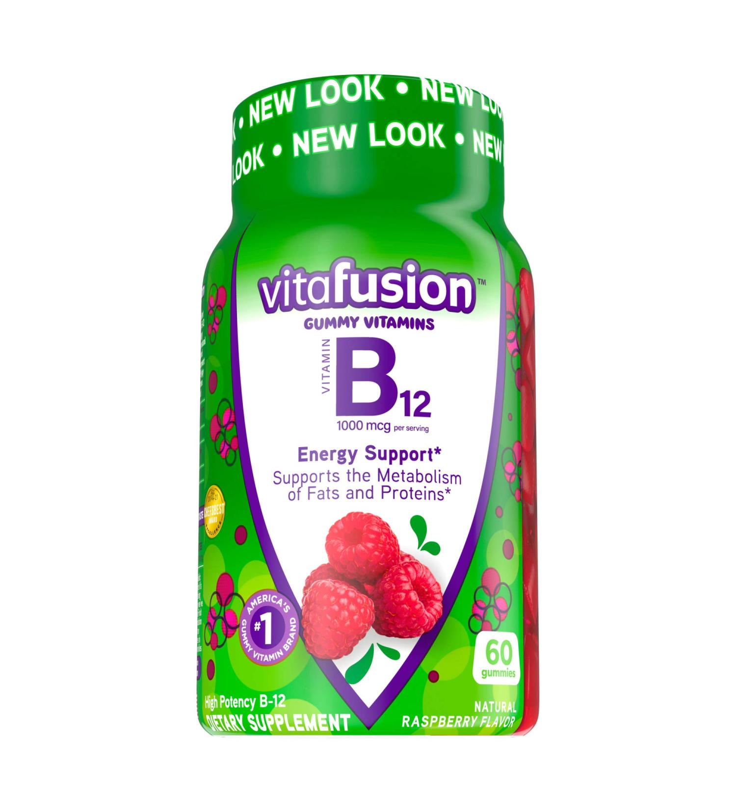VitaFusion B-12 Gummy Vitamins - Energy Support, 1000 mcg, Raspberry Flavor, 60 Count - Buy Online on GoSupps.com