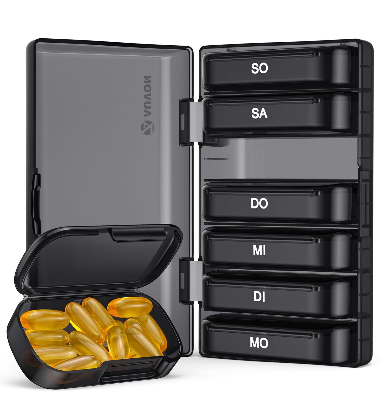 Shop Auvon 7-Day Pill Organizer - Easy Open Medication Box for Vitamins & Supplements | Portable & Durable - Buy Online on GoSupps.com