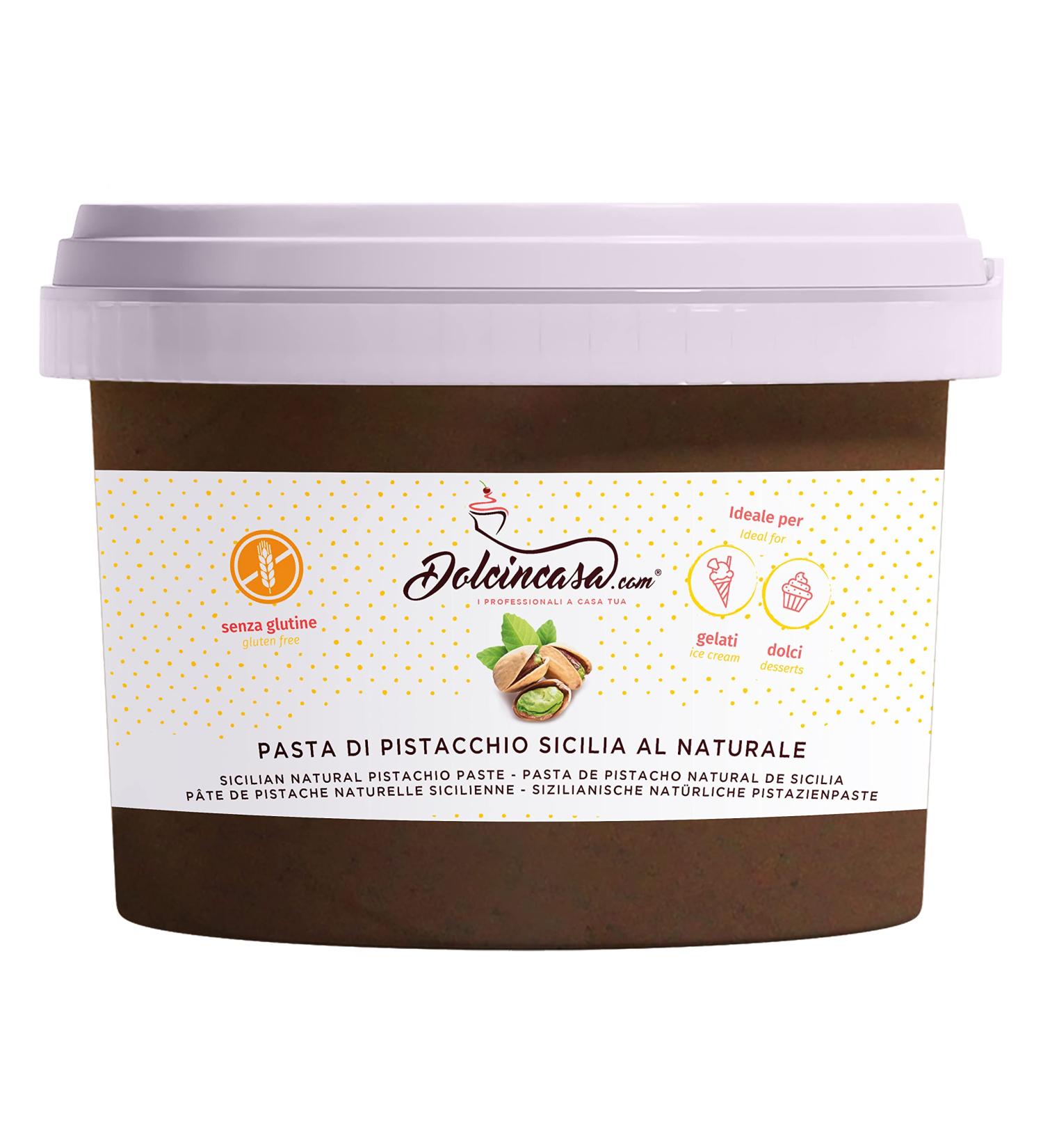 Dolcincasa-com Sicilian Pistachio Paste 100% Pure Natural Tasty Sweet Versatile without Coloring for Ice Cream Pastries - Buy Online on GoSupps.com