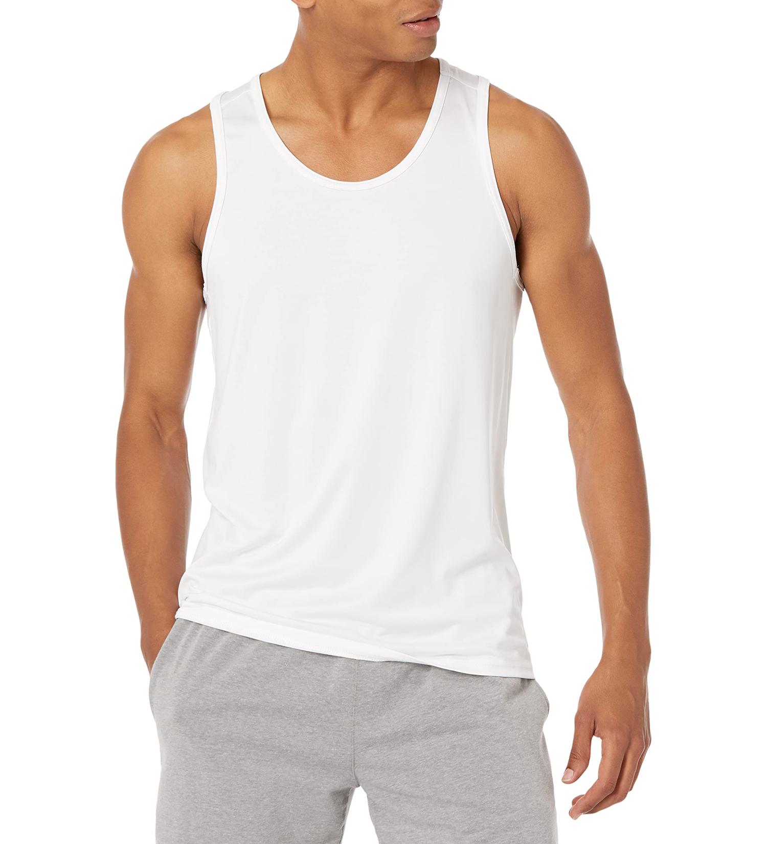 Amazon Essentials Men's Tech Stretch Tank T-Shirt - Large, White - Buy Online on GoSupps.com
