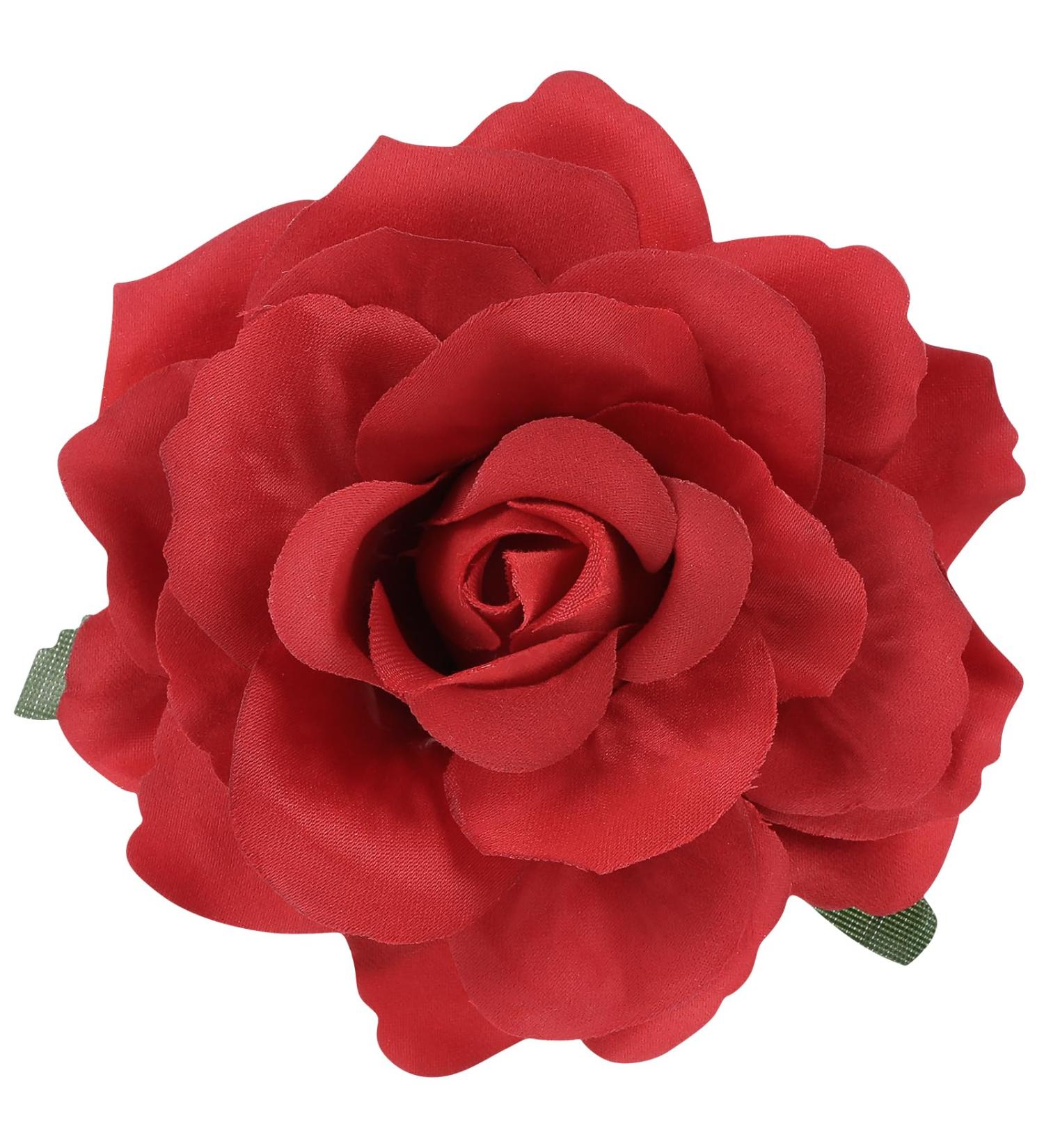 minkissy Red Flower Hair Clip Red Rose Hair Clip Wedding Rose Hair Clip Fabric Flower Brooch Pin Flower Hairpin Flamenco for Wedding Women (Dark Red) - Buy Online on GoSupps.com